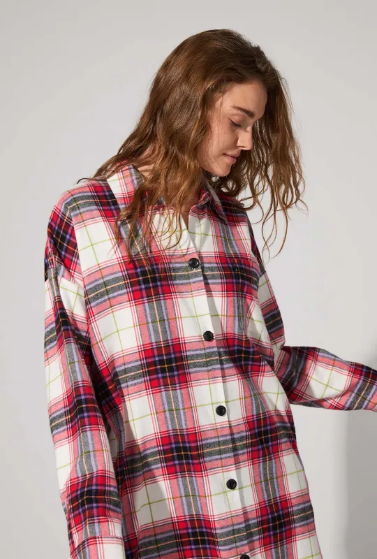 Equestrian Plaid High Low Woven Portuguese Flannel Boyfriend Shirt sold by BedHead