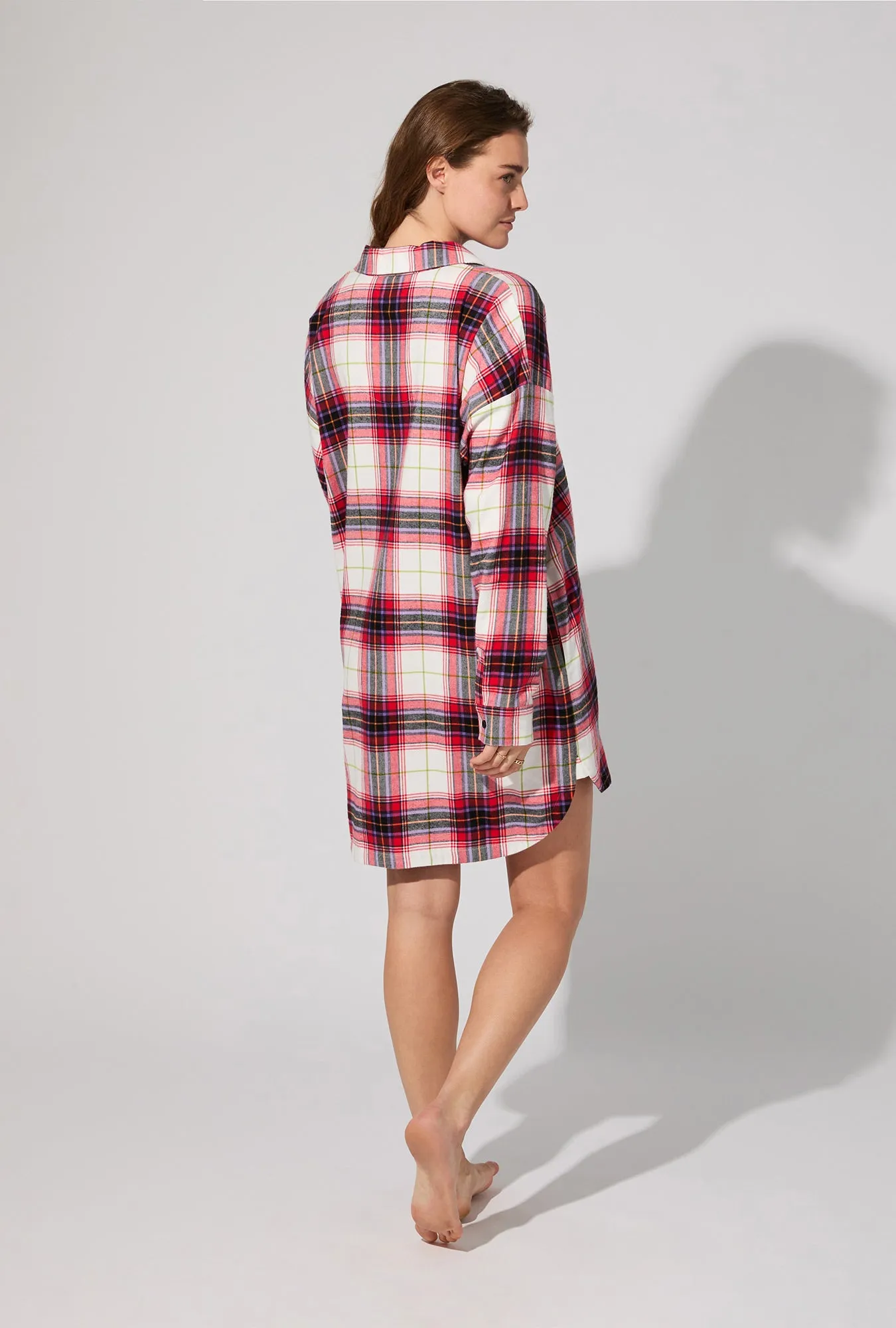 Equestrian Plaid High Low Woven Portuguese Flannel Boyfriend Shirt sold by BedHead product image thumbnail 4
