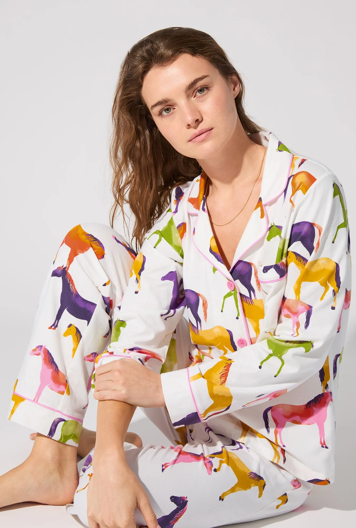 Equestrian Parade Long Sleeve Classic Stretch Jersey PJ Set sold by BedHead