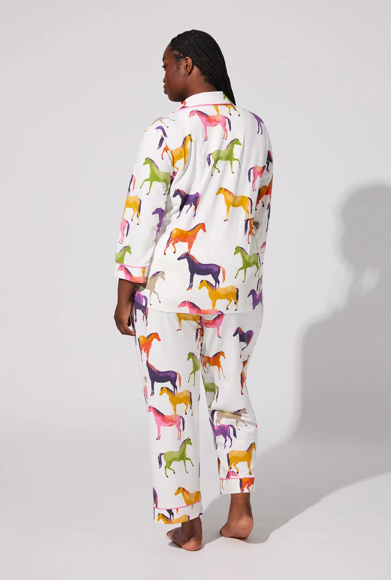 Equestrian Parade 3/4 Sleeve Classic Stretch Jersey Cropped PJ Set sold by BedHead product image thumbnail 5