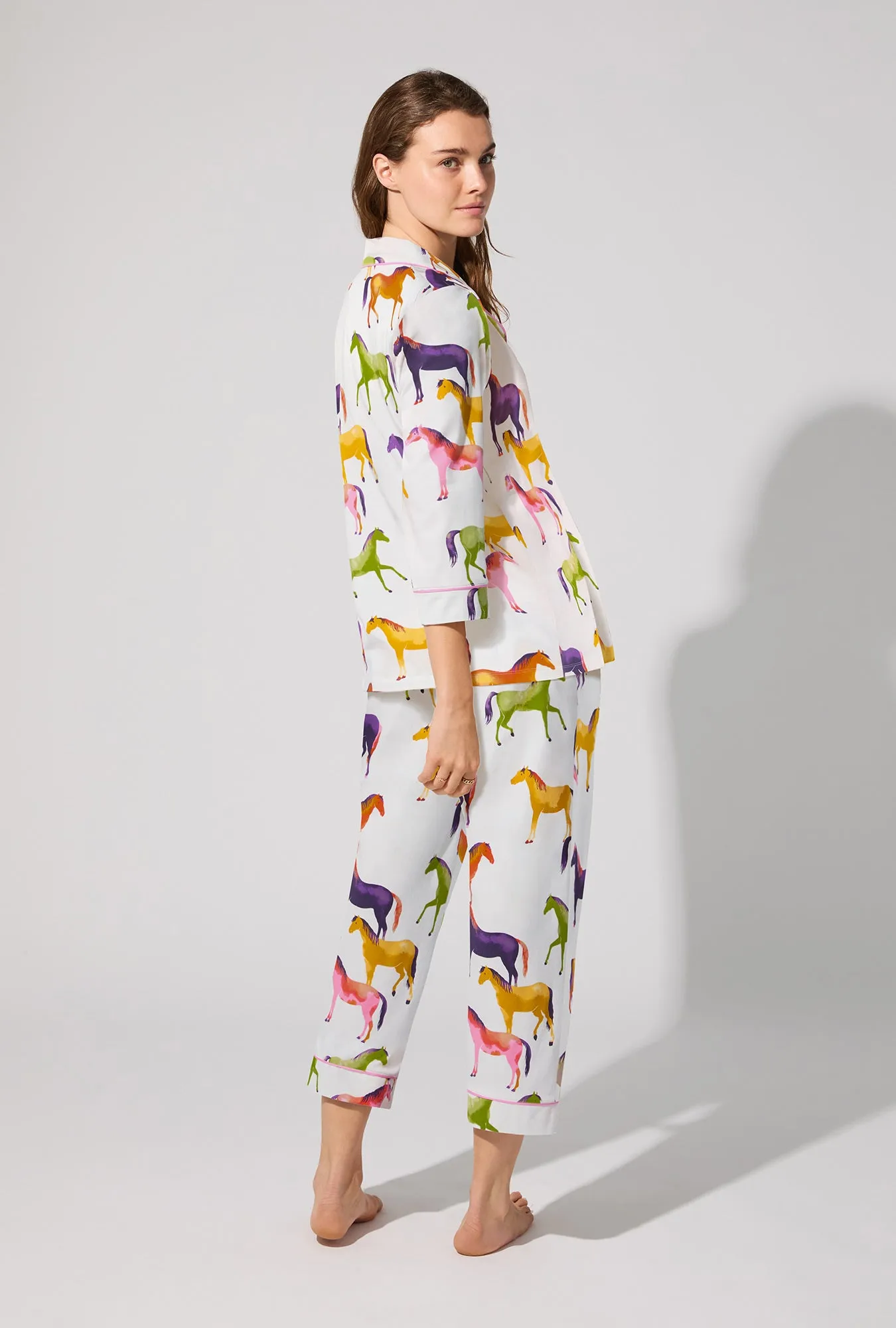 Equestrian Parade 3/4 Sleeve Classic Stretch Jersey Cropped PJ Set sold by BedHead product image thumbnail 3