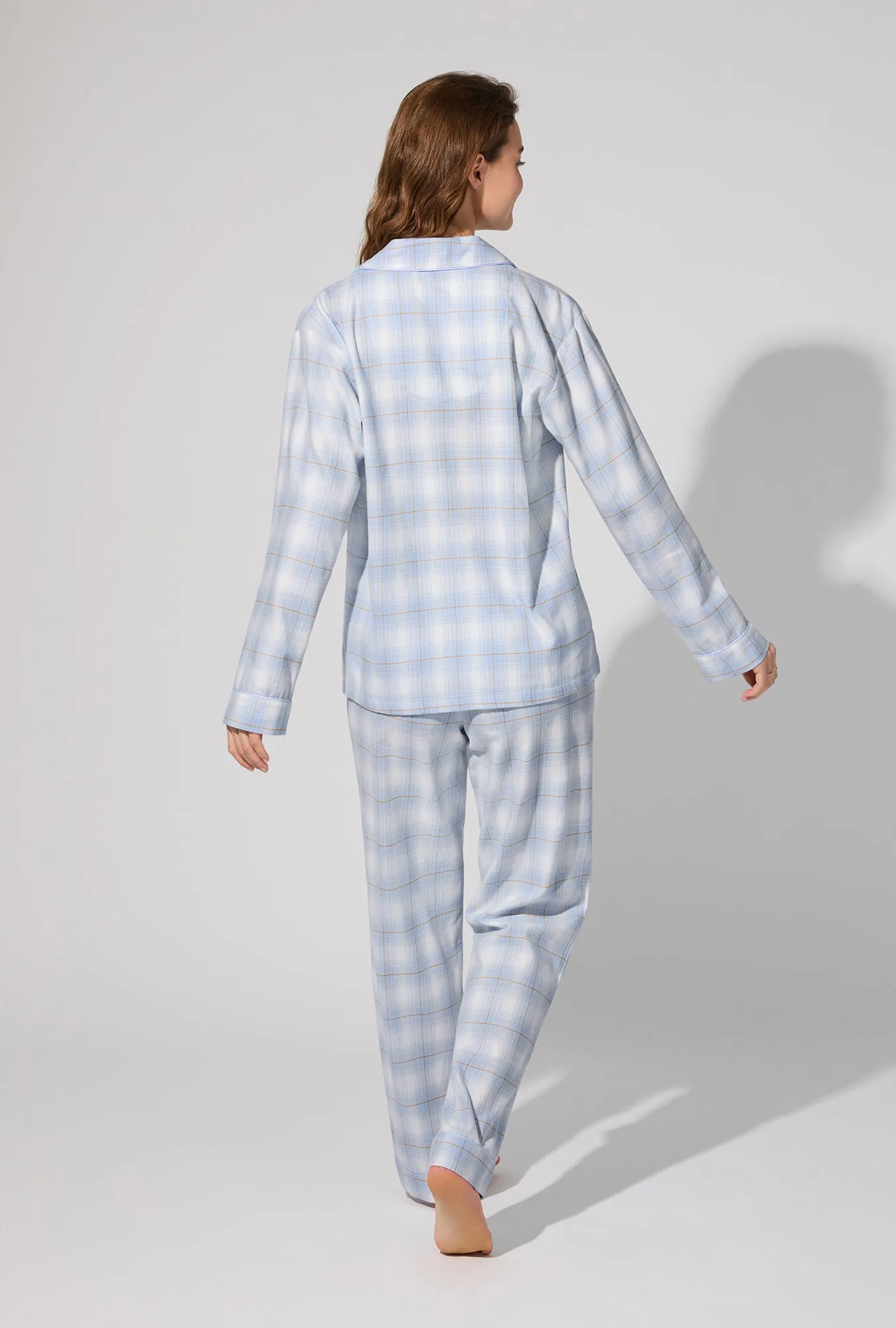 Blue Mountain Plaid Long Sleeve Classic Woven Portuguese Flannel PJ Set sold by BedHead product image thumbnail 4