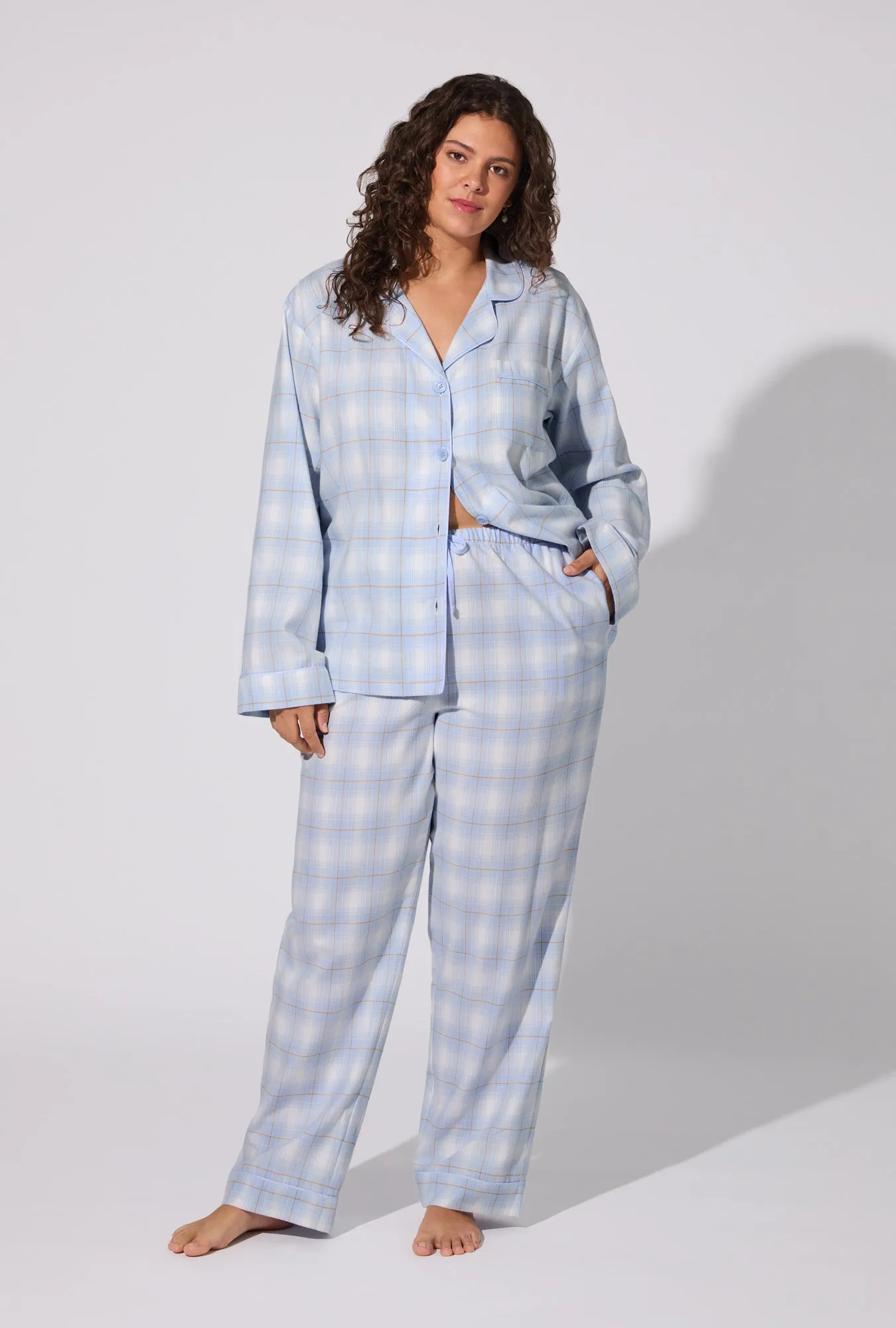 Blue Mountain Plaid Long Sleeve Classic Woven Portuguese Flannel PJ Set sold by BedHead product image thumbnail 5
