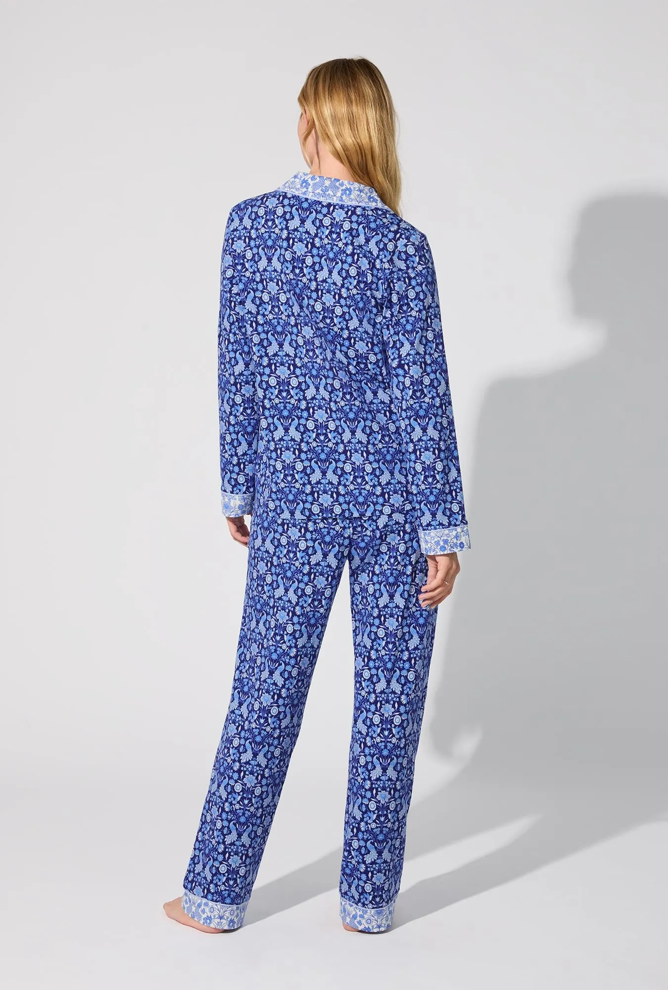 Bloomscape Blue Long Sleeve Classic Stretch Jersey PJ Set sold by BedHead product image thumbnail 4