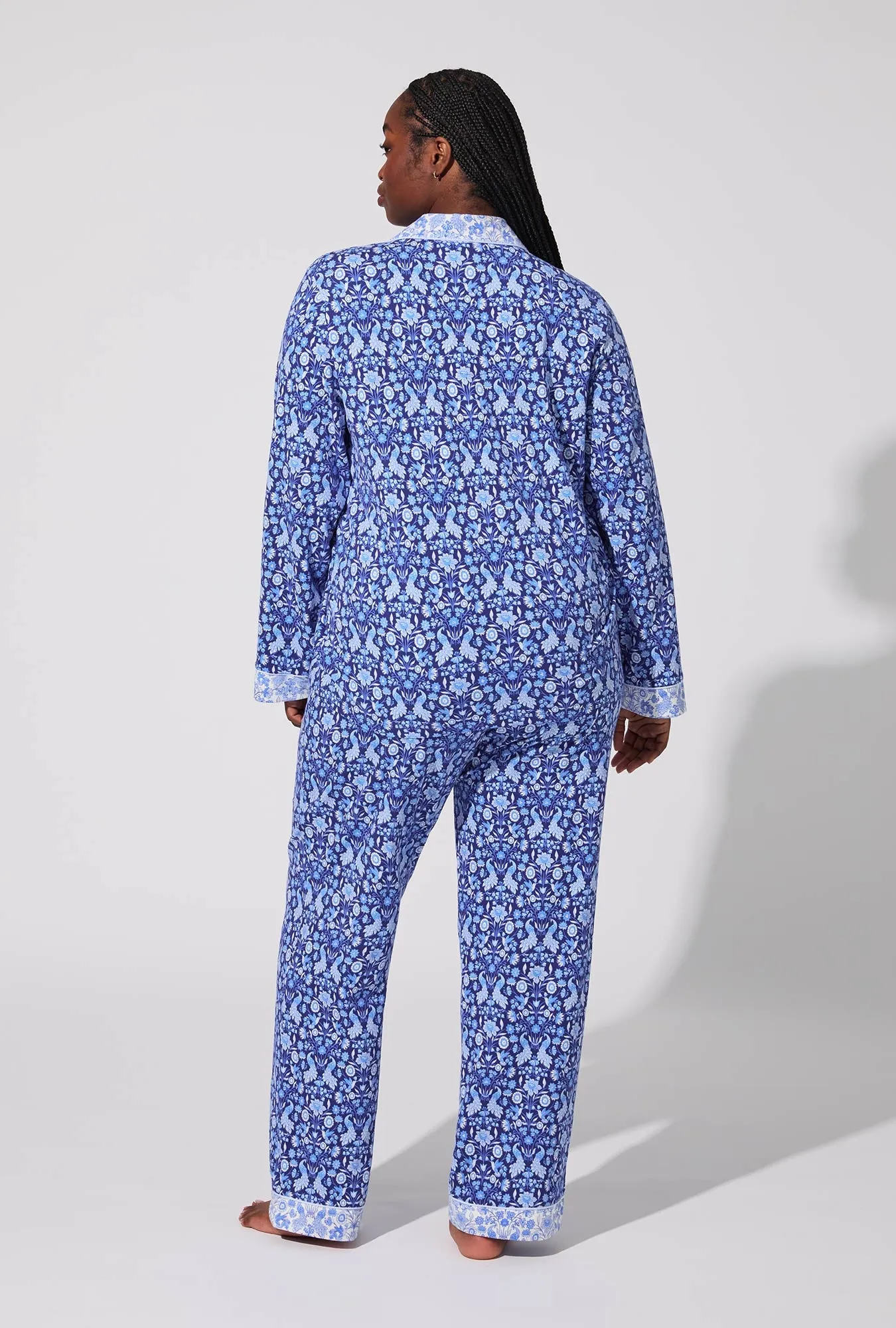 Bloomscape Blue Long Sleeve Classic Stretch Jersey PJ Set sold by BedHead product image thumbnail 5