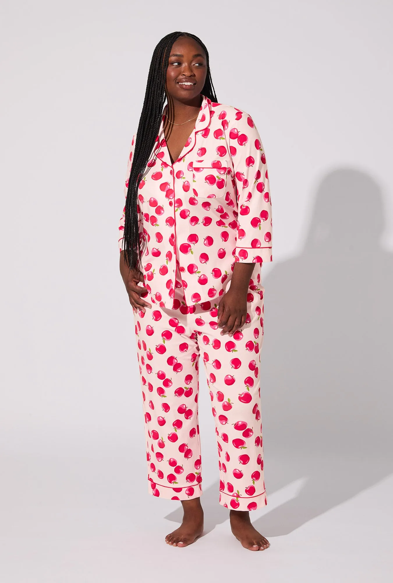 An Apple A Day 3/4 Sleeve Classic Stretch Jersey Cropped PJ Set sold by BedHead product image thumbnail 5