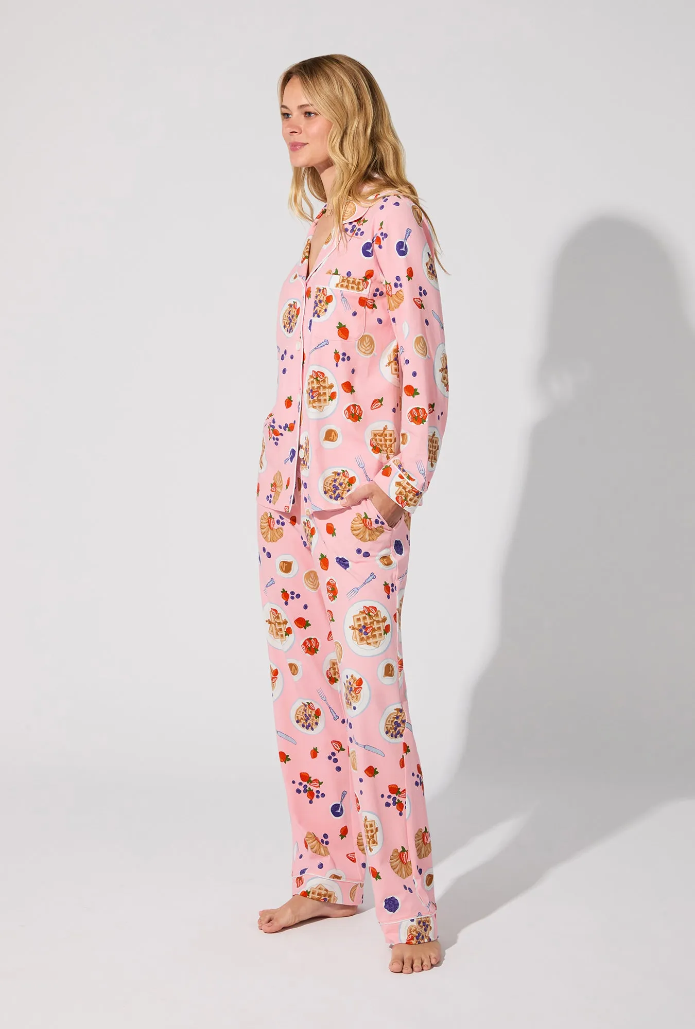 Waffle Brunch Long Sleeve Classic Stretch Jersey PJ Set sold by BedHead product image thumbnail 3