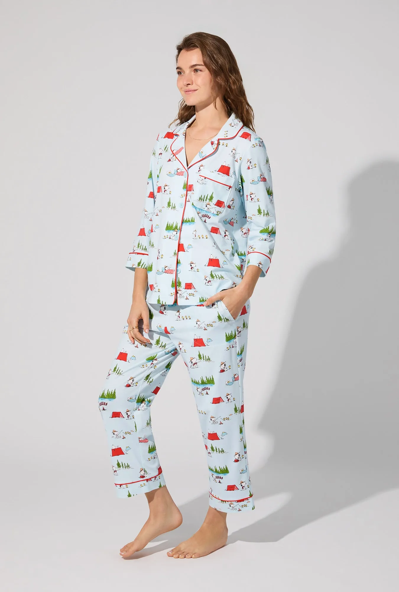 Peanuts® Camp Snoopy 3/4 Sleeve Classic Stretch Jersey Cropped PJ Set sold by BedHead product image thumbnail 2