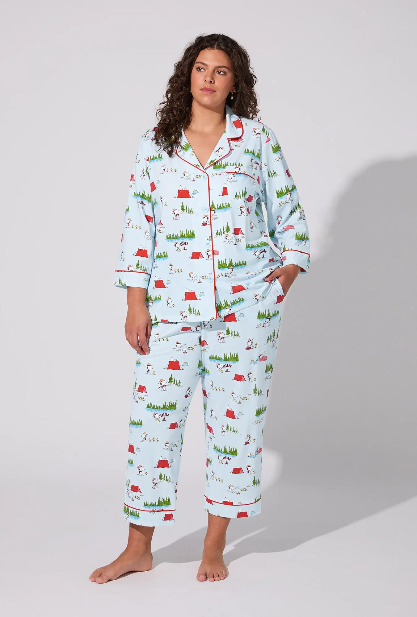 Peanuts® Camp Snoopy 3/4 Sleeve Classic Stretch Jersey Cropped PJ Set sold by BedHead product image thumbnail 4