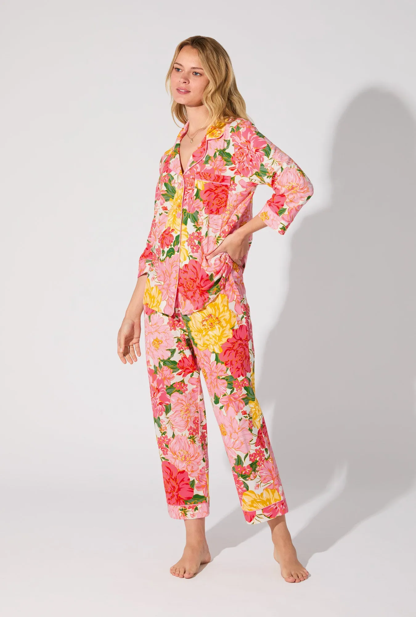 Garden Fresh 3/4 Sleeve Classic Stretch Jersey Cropped PJ Set sold by BedHead product image thumbnail 3