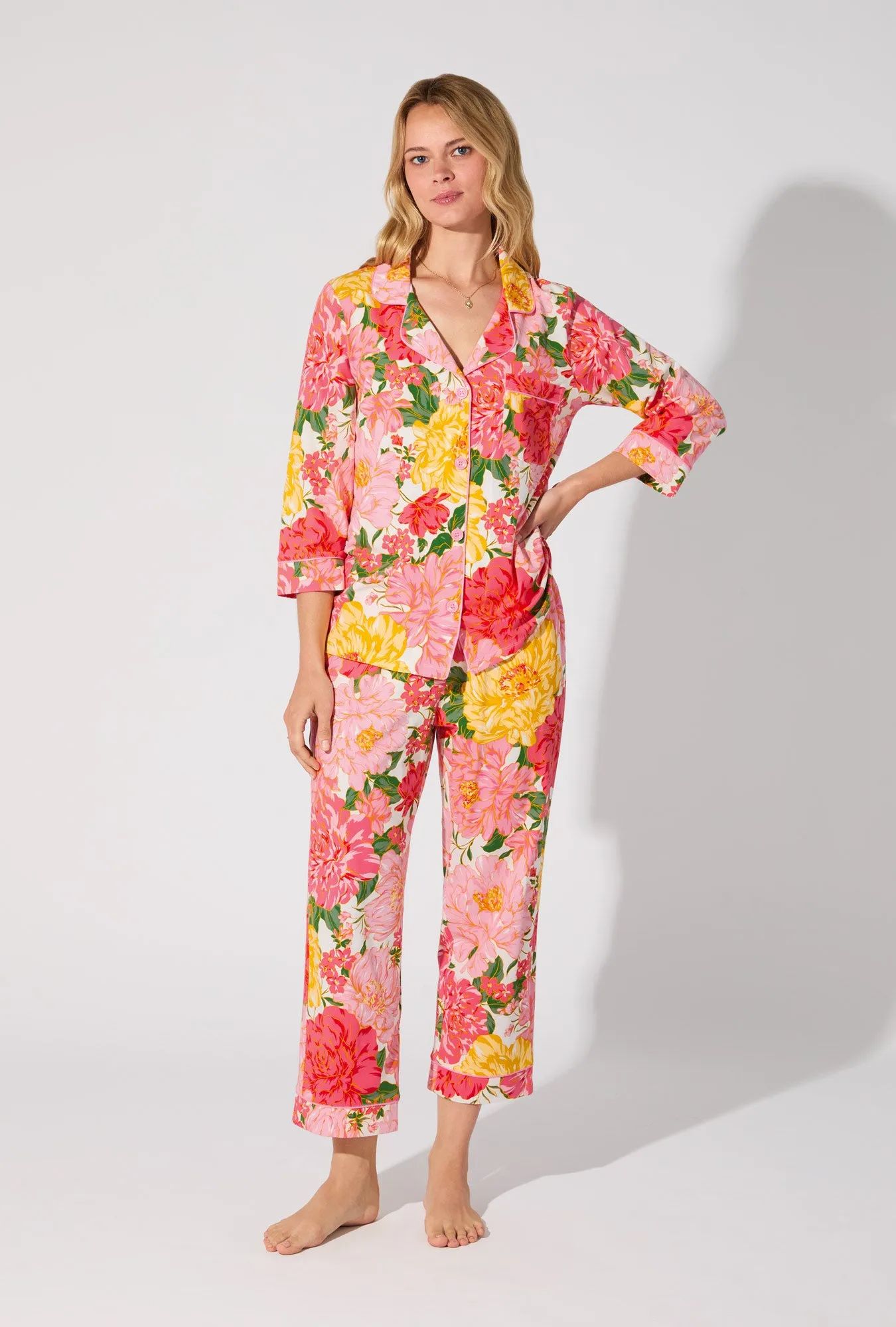 Garden Fresh 3/4 Sleeve Classic Stretch Jersey Cropped PJ Set sold by BedHead product image thumbnail 2