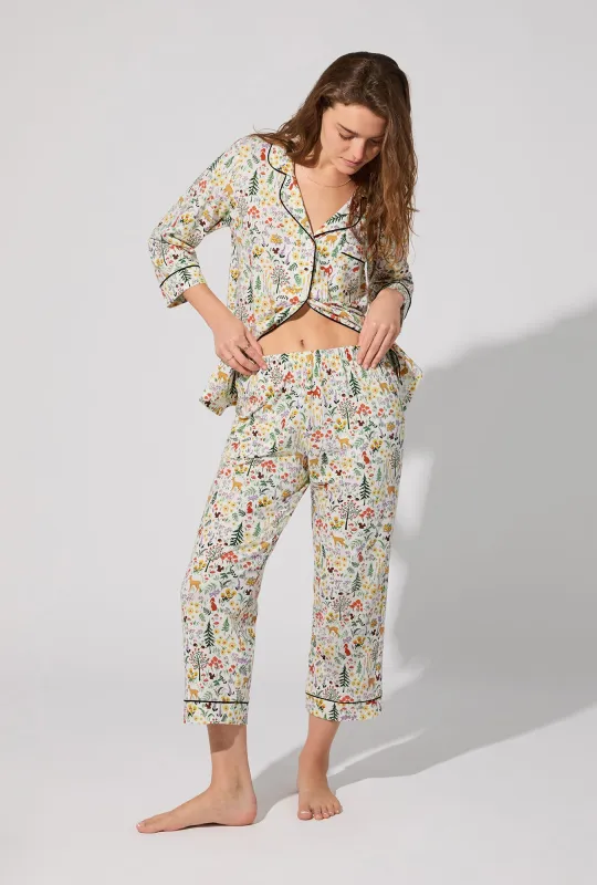 Forest Trails 3/4 Sleeve Classic Stretch Jersey Cropped PJ Set sold by BedHead