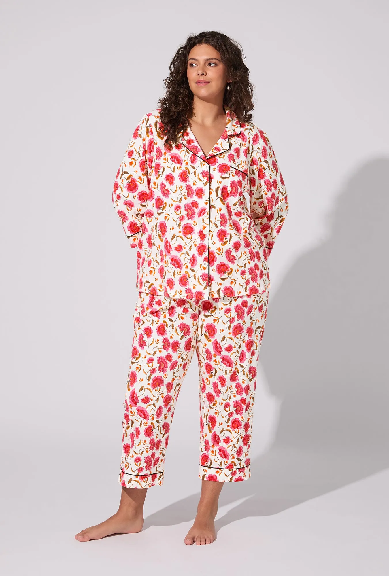 Fantasia Floral 3/4 Sleeve Classic Stretch Jersey Cropped PJ Set sold by BedHead product image thumbnail 5