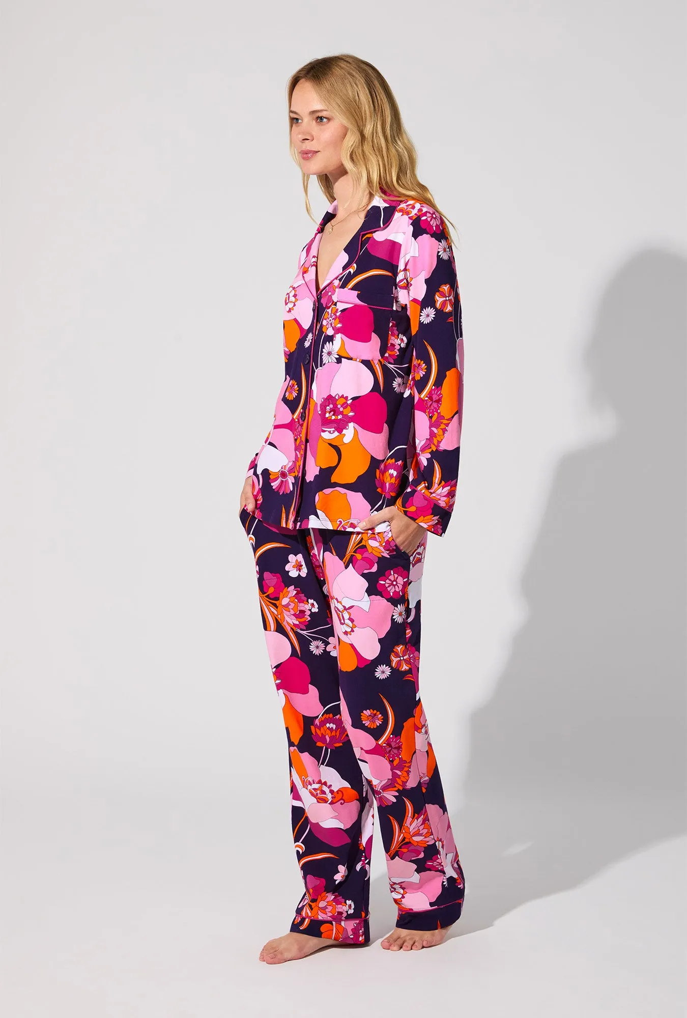 BedHead X Trina Turk Floral Medley Long Sleeve Classic Stretch Jersey PJ Set sold by BedHead product image thumbnail 2