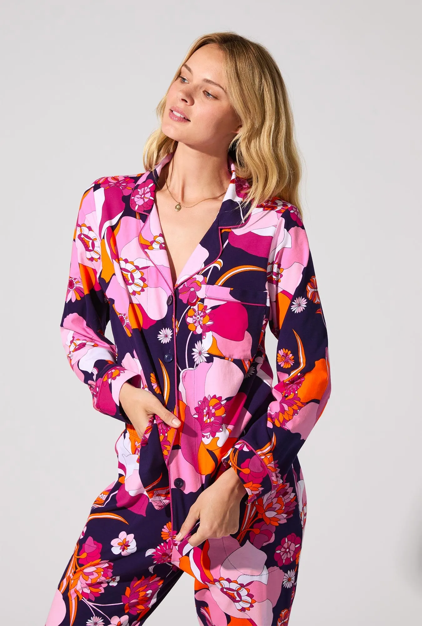 BedHead X Trina Turk Floral Medley Long Sleeve Classic Stretch Jersey PJ Set sold by BedHead product image thumbnail 4