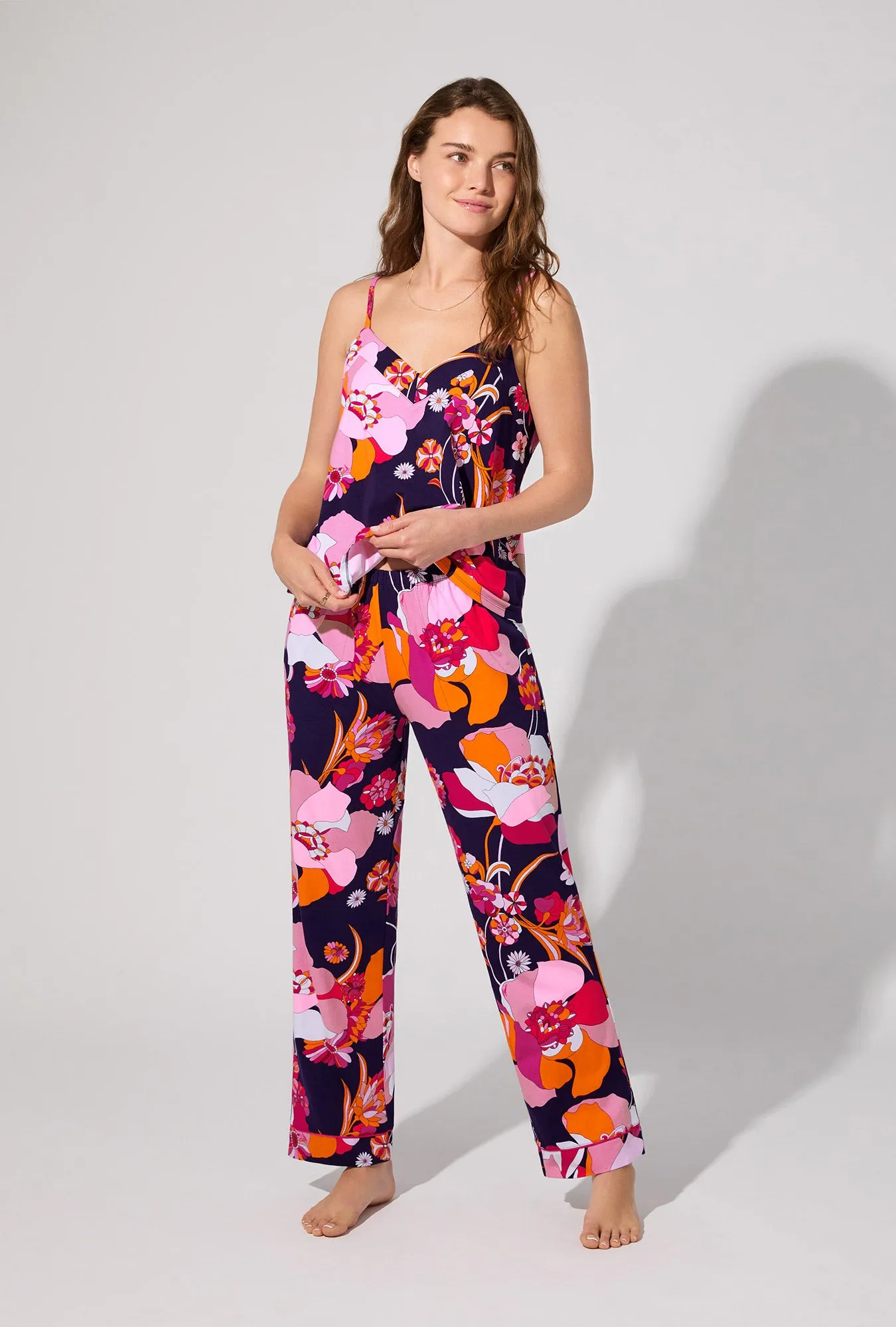 BedHead X Trina Turk Floral Medley Cami Tank Stretch Jersey Long PJ Set sold by BedHead