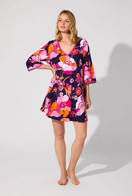 BedHead X Trina Turk Floral Medley 3/4 Sleeve Stretch Jersey Caftan sold by BedHead