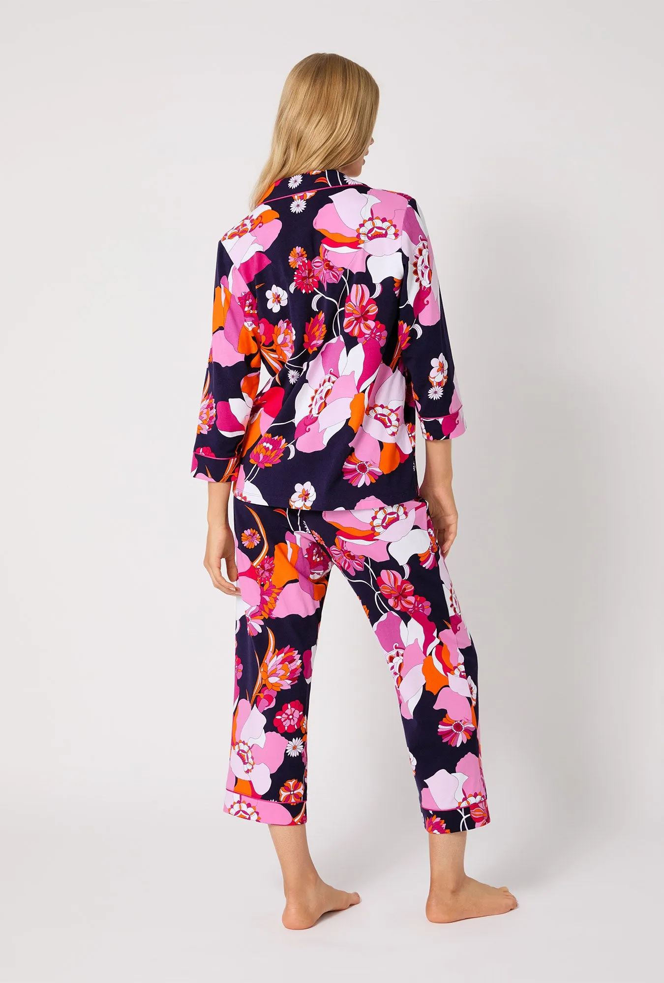 BedHead X Trina Turk Floral Medley 3/4 Sleeve Classic Stretch Jersey Cropped PJ Set sold by BedHead product image thumbnail 3