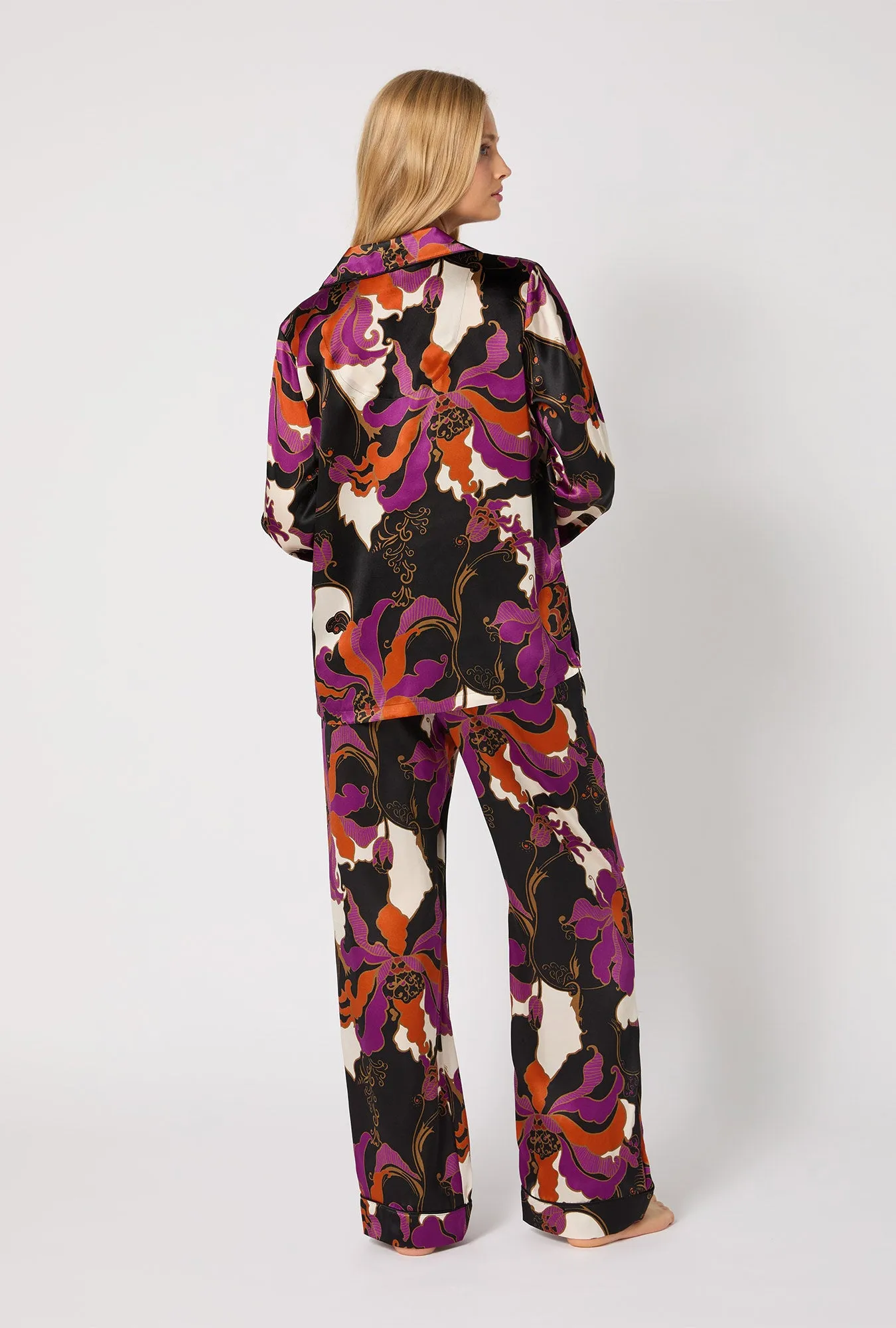 BedHead X Trina Turk Fall Floral Long Sleeve Classic Washable Silk PJ Set sold by BedHead product image thumbnail 3
