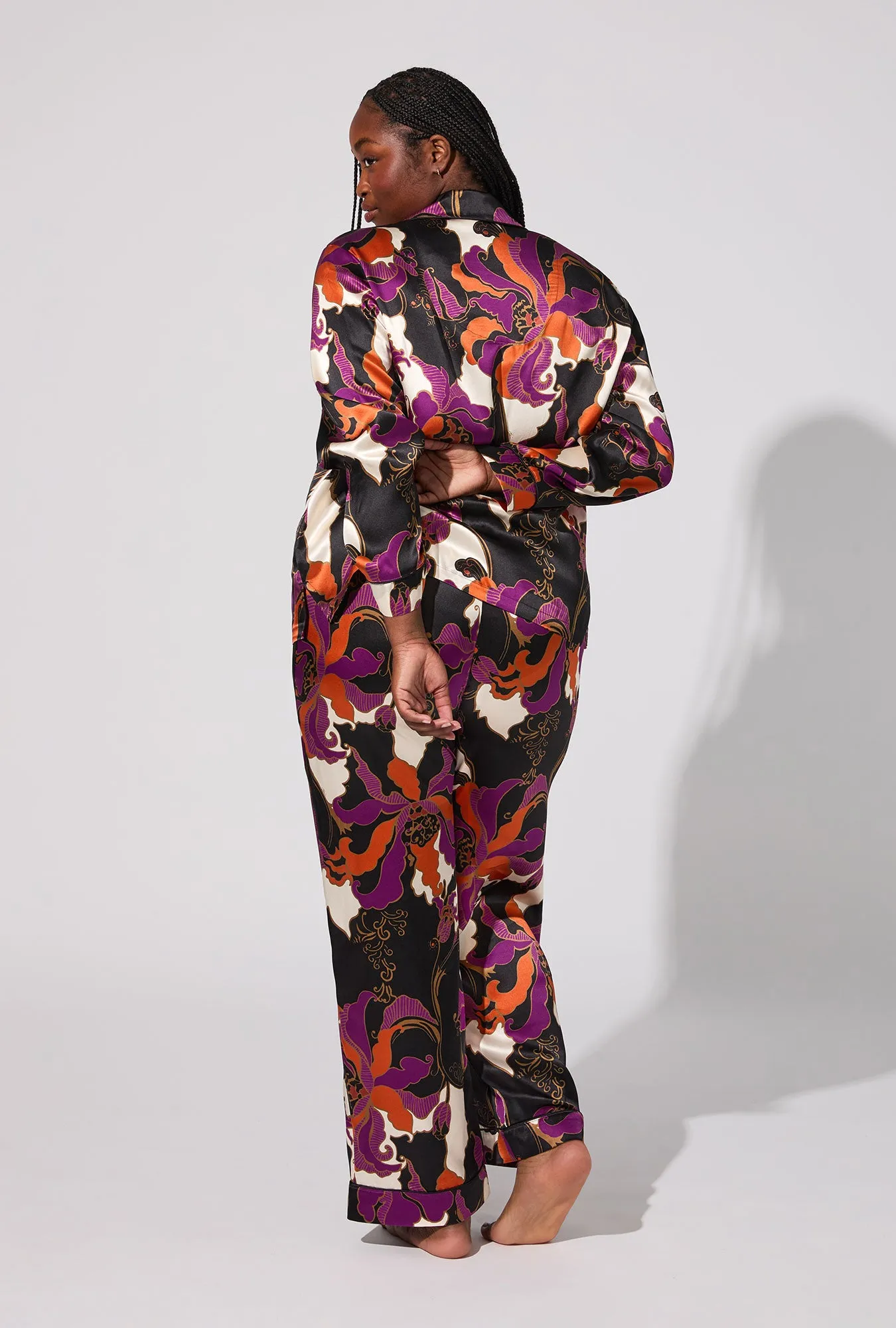 BedHead X Trina Turk Fall Floral Long Sleeve Classic Washable Silk PJ Set sold by BedHead product image thumbnail 5