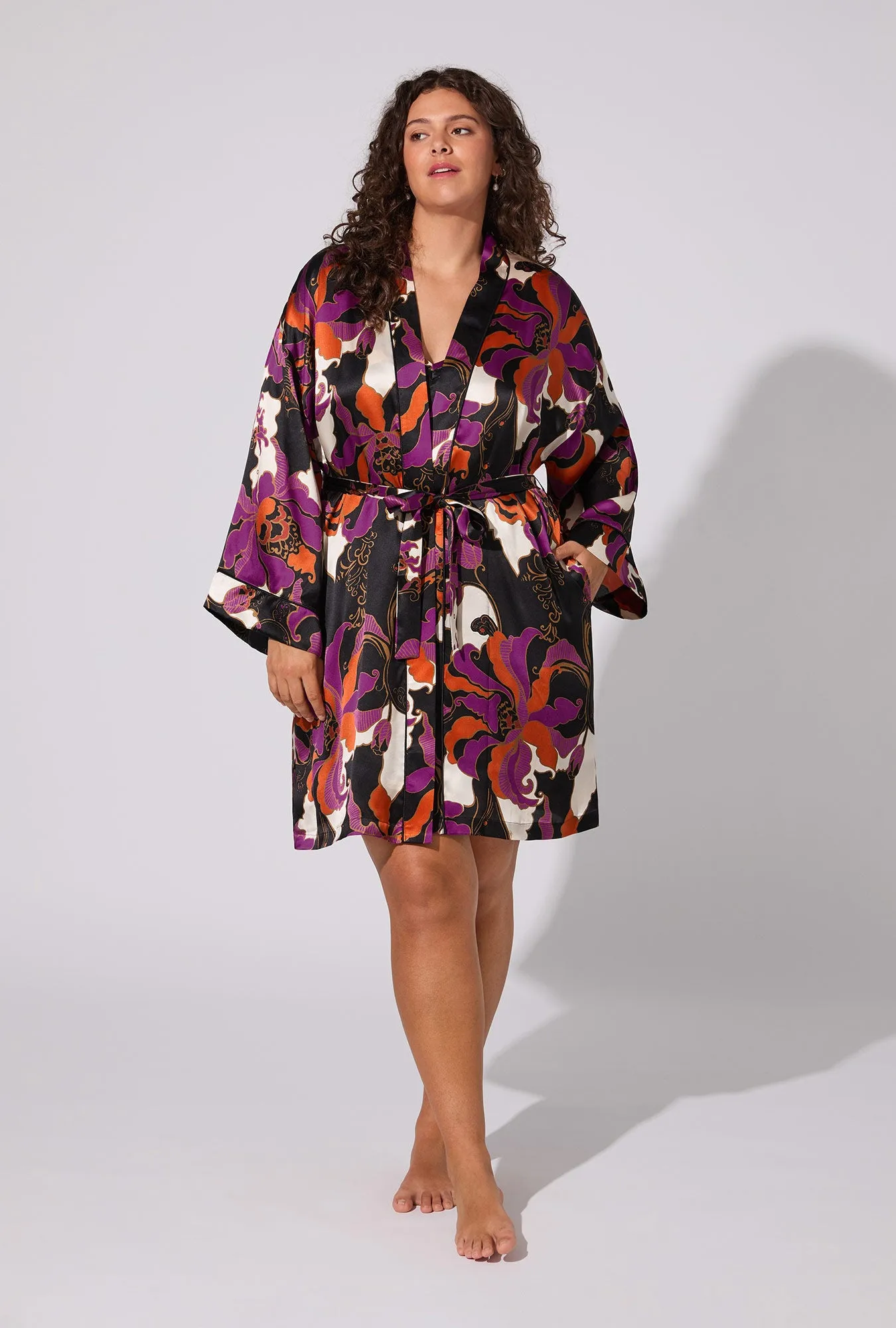 BedHead X Trina Turk Fall Floral Banded Collar Washable Silk Robe sold by BedHead product image thumbnail 2