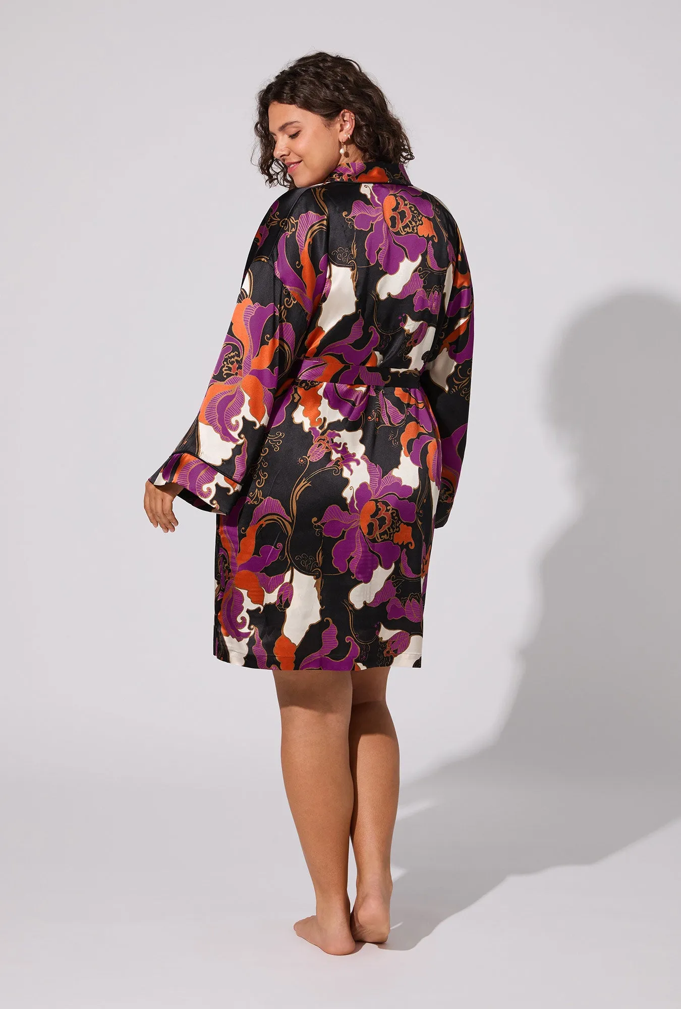 BedHead X Trina Turk Fall Floral Banded Collar Washable Silk Robe sold by BedHead product image thumbnail 3