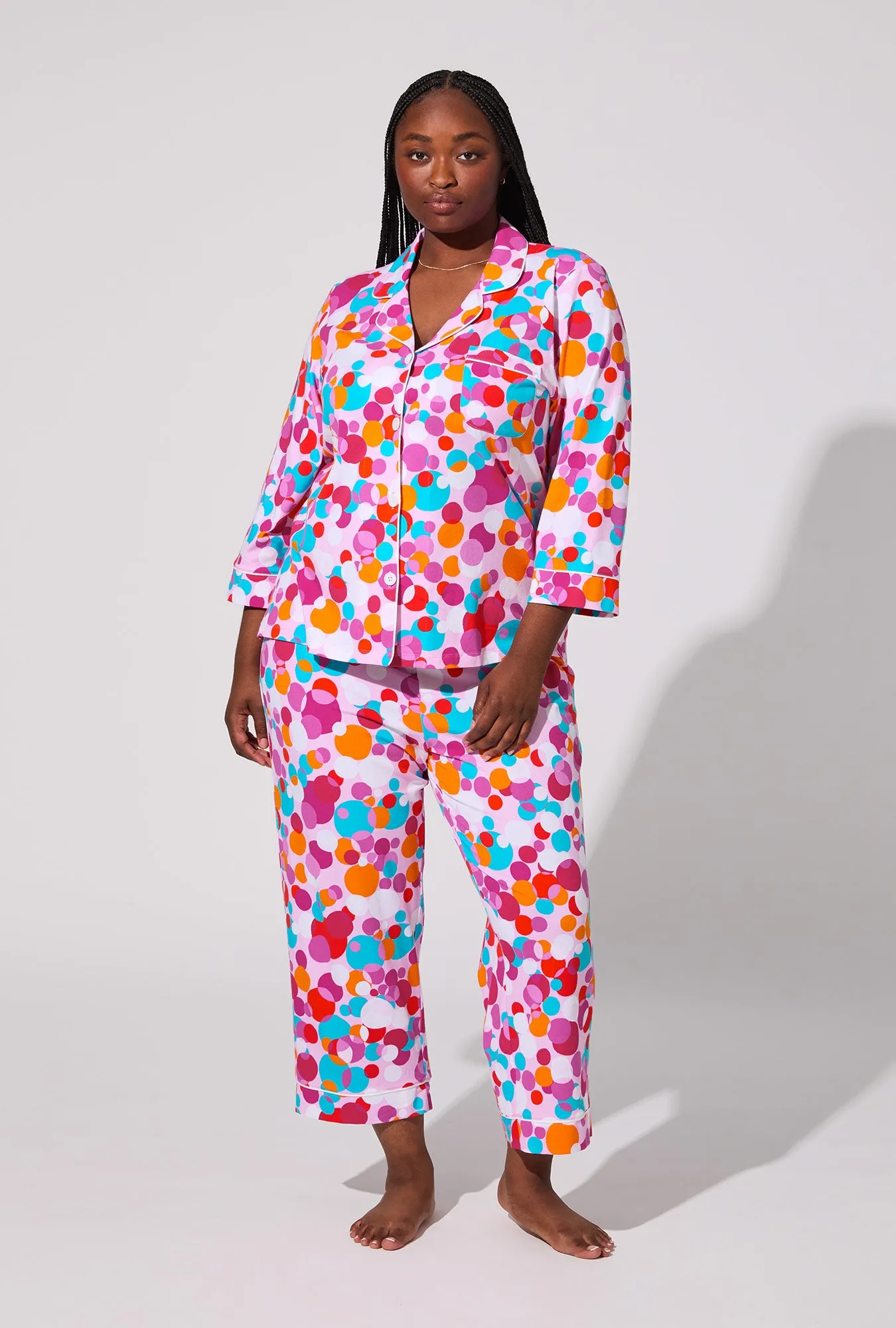BedHead X Trina Turk Bubble Dots 3/4 Sleeve Classic Stretch Jersey Cropped PJ Set sold by BedHead product image thumbnail 5
