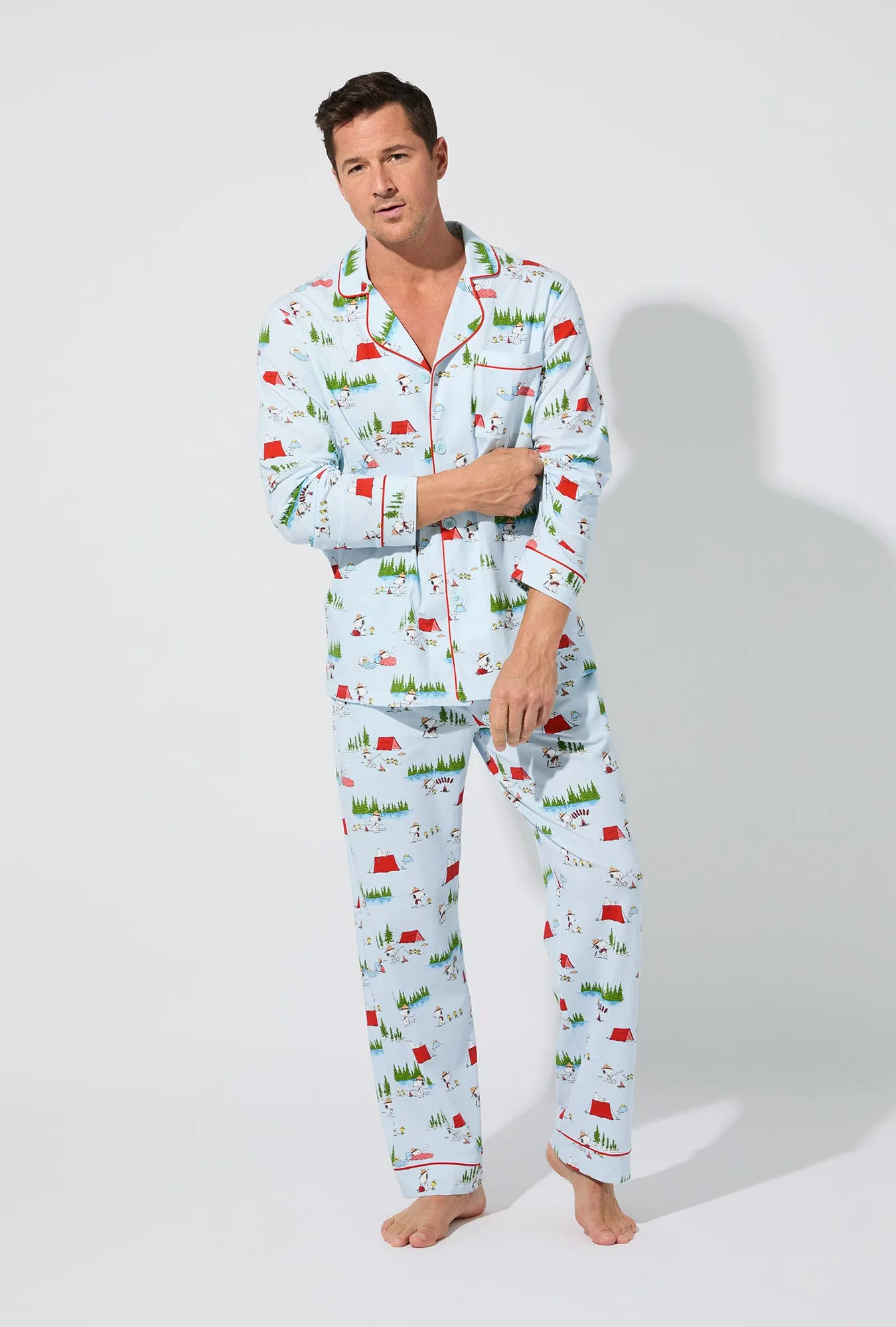 Peanuts® Camp Snoopy Men's Long Sleeve Classic Stretch Jersey PJ Set sold by BedHead product image thumbnail 4