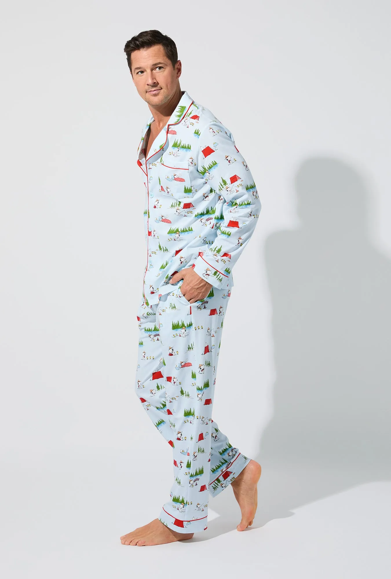 Peanuts® Camp Snoopy Men's Long Sleeve Classic Stretch Jersey PJ Set sold by BedHead product image thumbnail 5