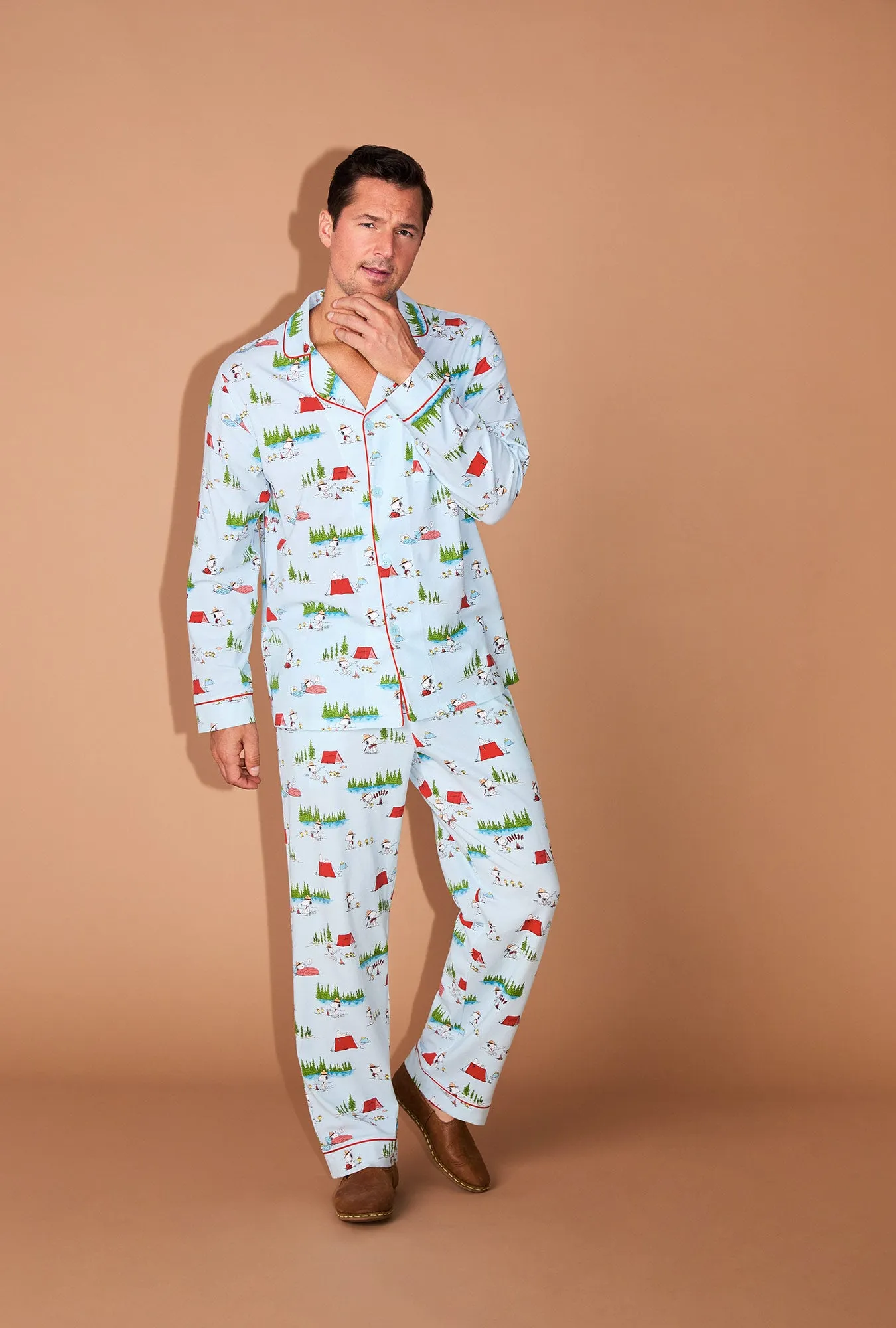 Peanuts® Camp Snoopy Men's Long Sleeve Classic Stretch Jersey PJ Set sold by BedHead product image thumbnail 2