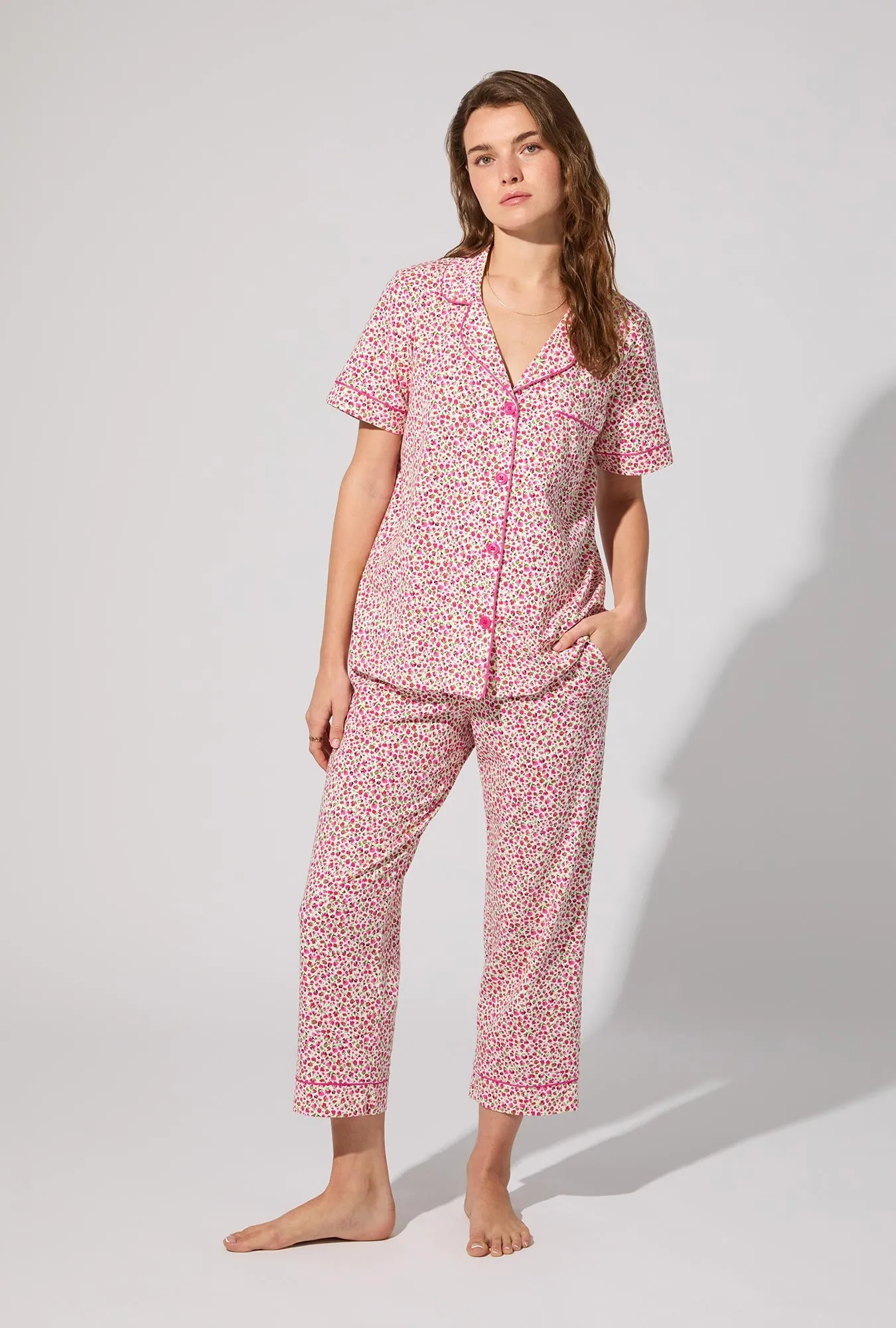 Lynn Short Sleeve Classic Stretch Jersey Cropped PJ Set sold by BedHead