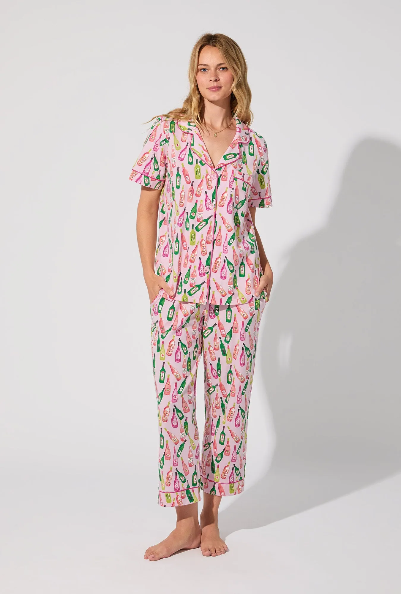 Wine Tour Short Sleeve Classic Stretch Jersey Cropped PJ Set sold by BedHead product image thumbnail 2