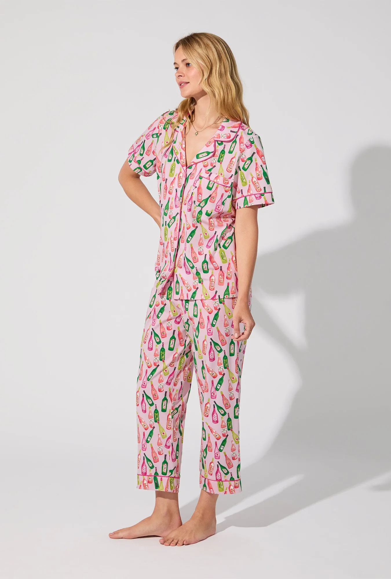 Wine Tour Short Sleeve Classic Stretch Jersey Cropped PJ Set sold by BedHead product image thumbnail 3
