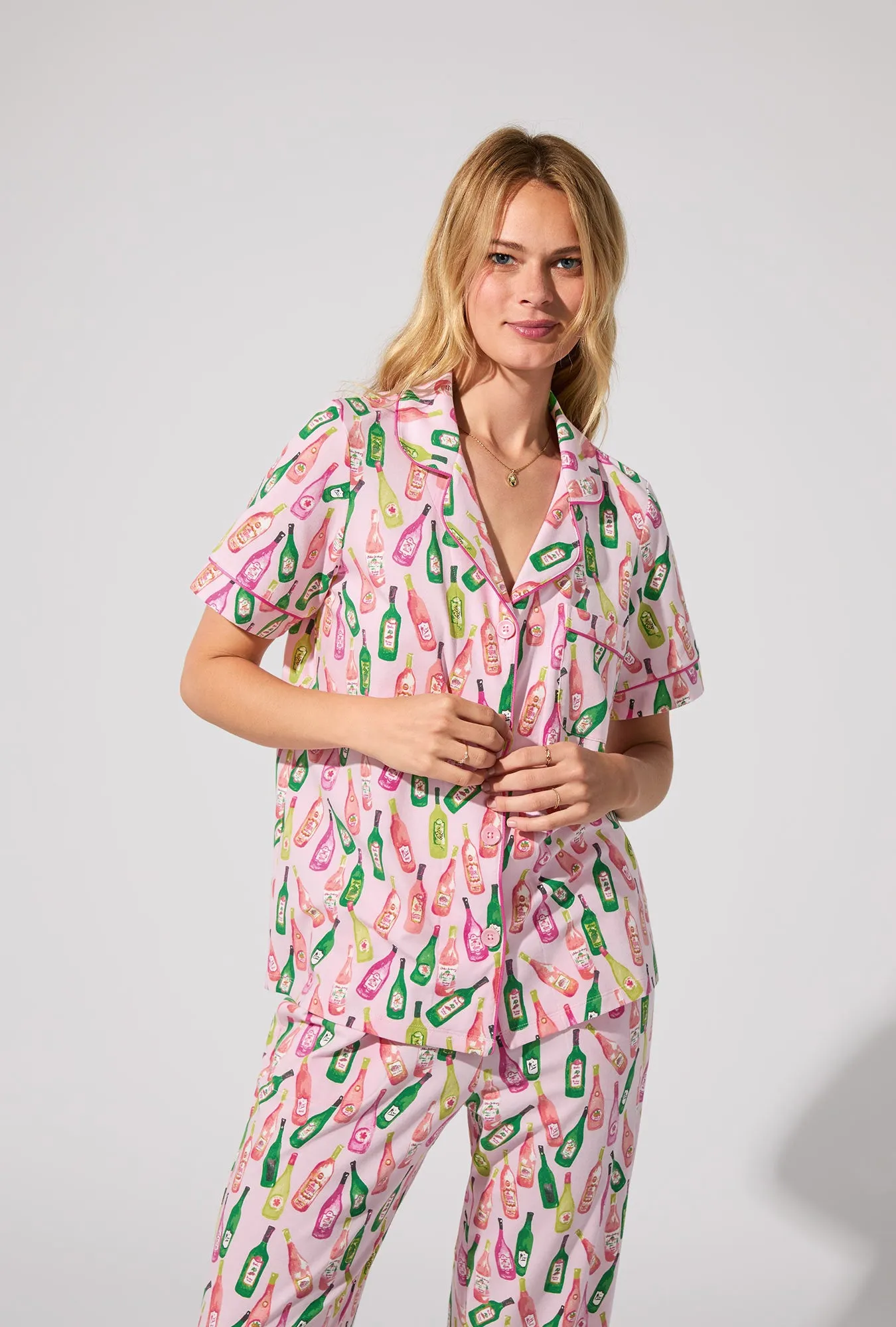 Wine Tour Short Sleeve Classic Stretch Jersey Cropped PJ Set sold by BedHead product image thumbnail 5