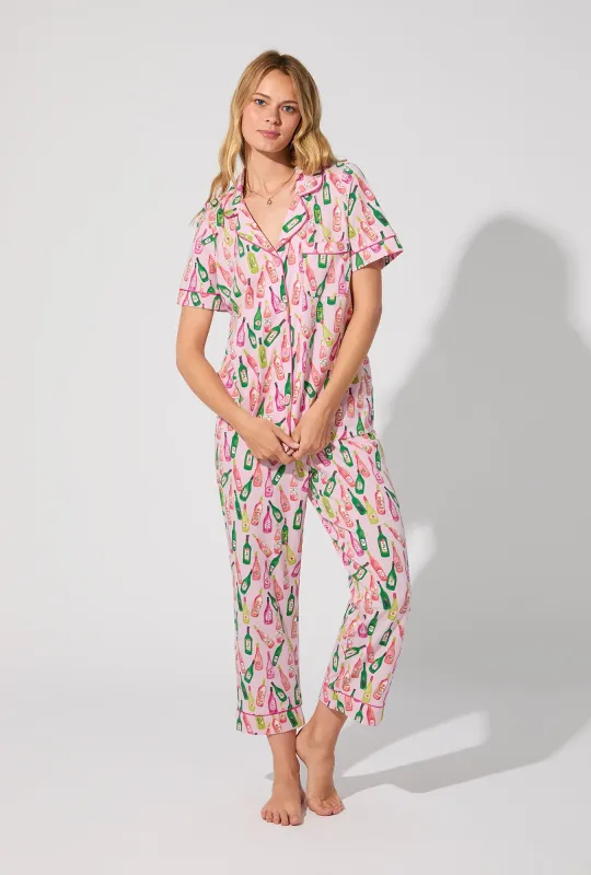 Wine Tour Short Sleeve Classic Stretch Jersey Cropped PJ Set sold by BedHead