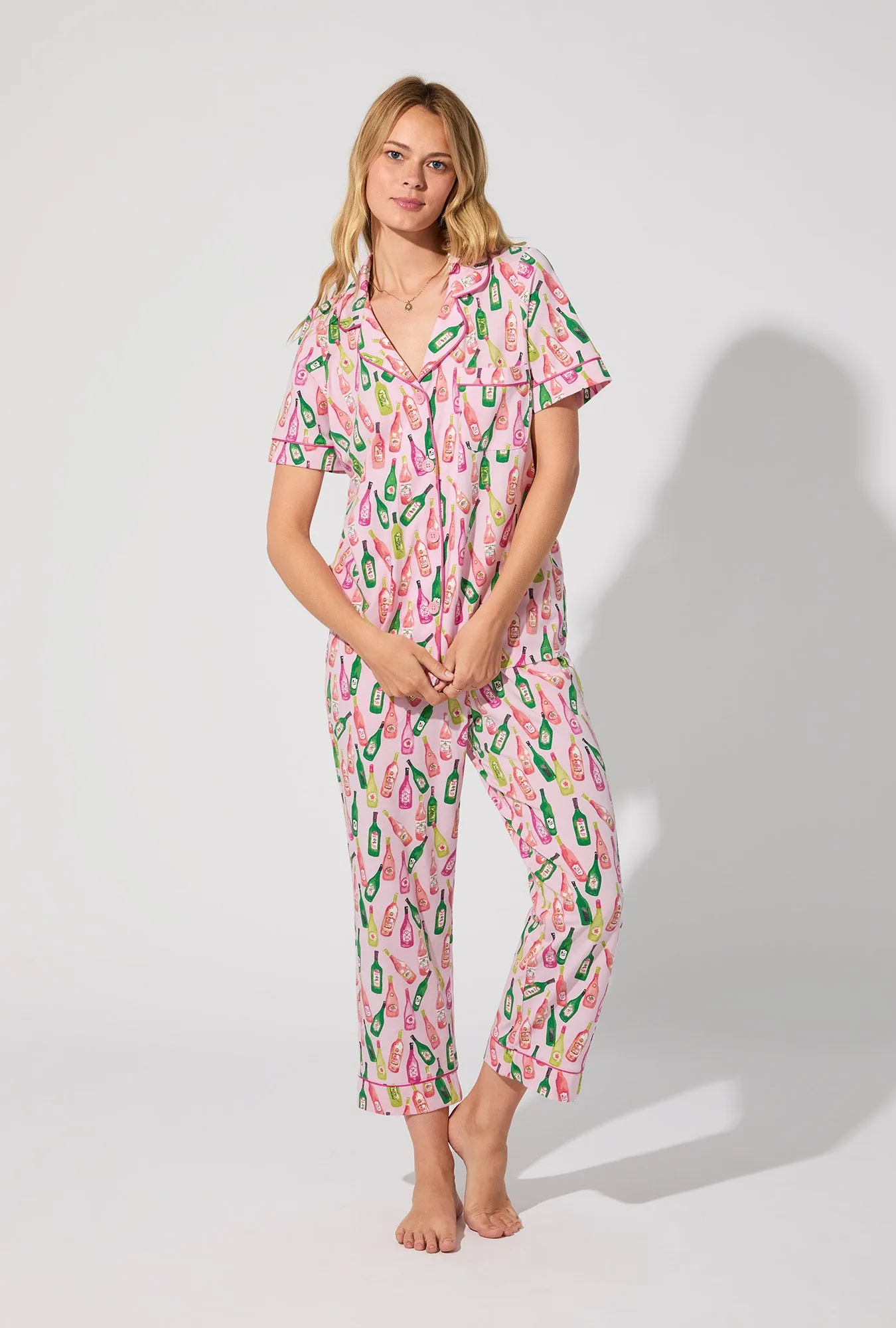 Wine Tour Short Sleeve Classic Stretch Jersey Cropped PJ Set sold by BedHead