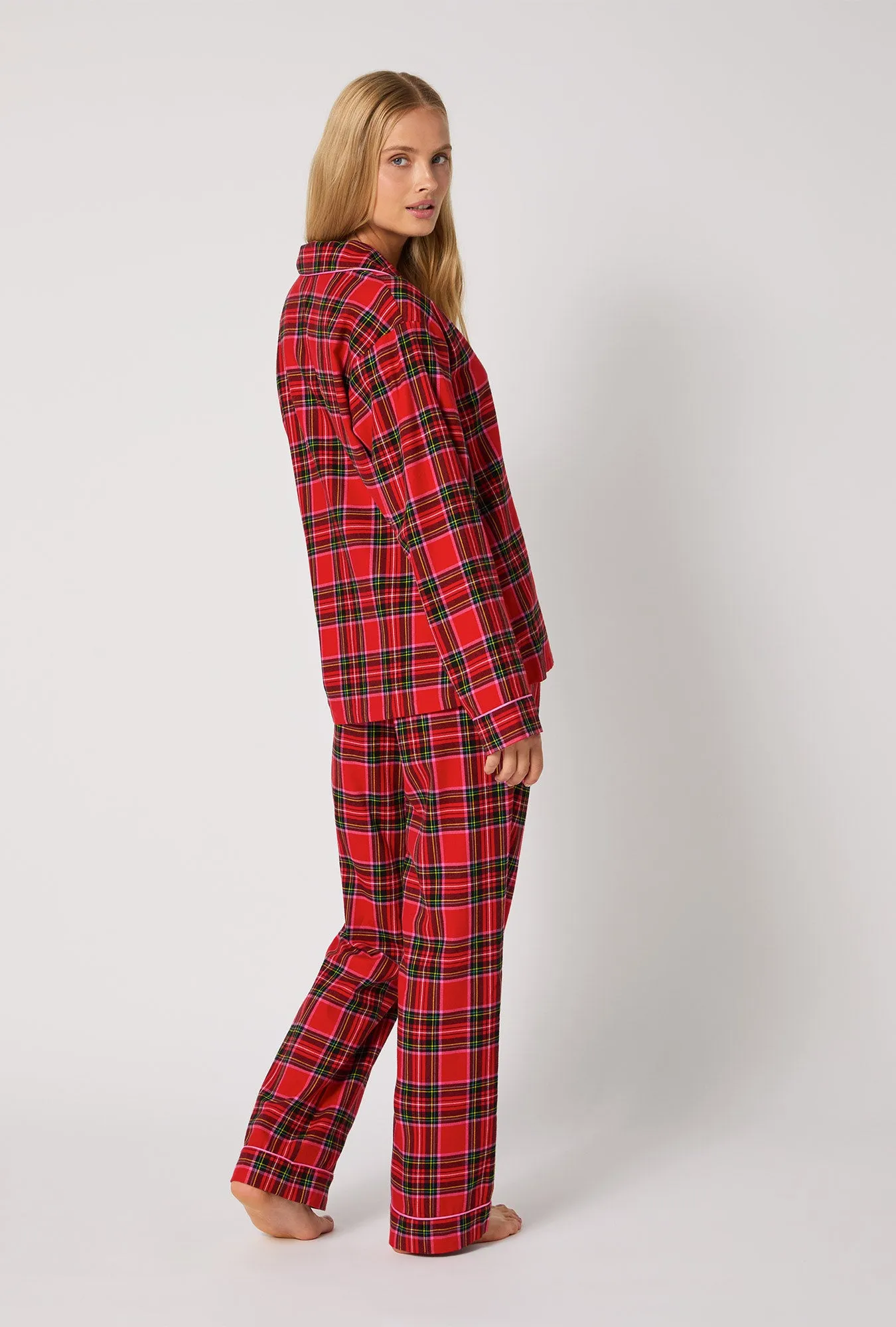 BedHead X Trina Turk Christmas Plaid Long Sleeve Classic Woven Portuguese Flannel PJ Set sold by BedHead product image thumbnail 3