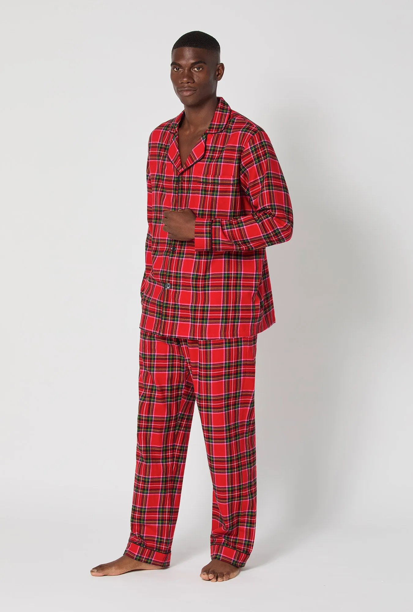 BedHead X Mr. Turk Christmas Plaid Men's Long Sleeve Classic Woven Portuguese Flannel PJ Set sold by BedHead product image thumbnail 3