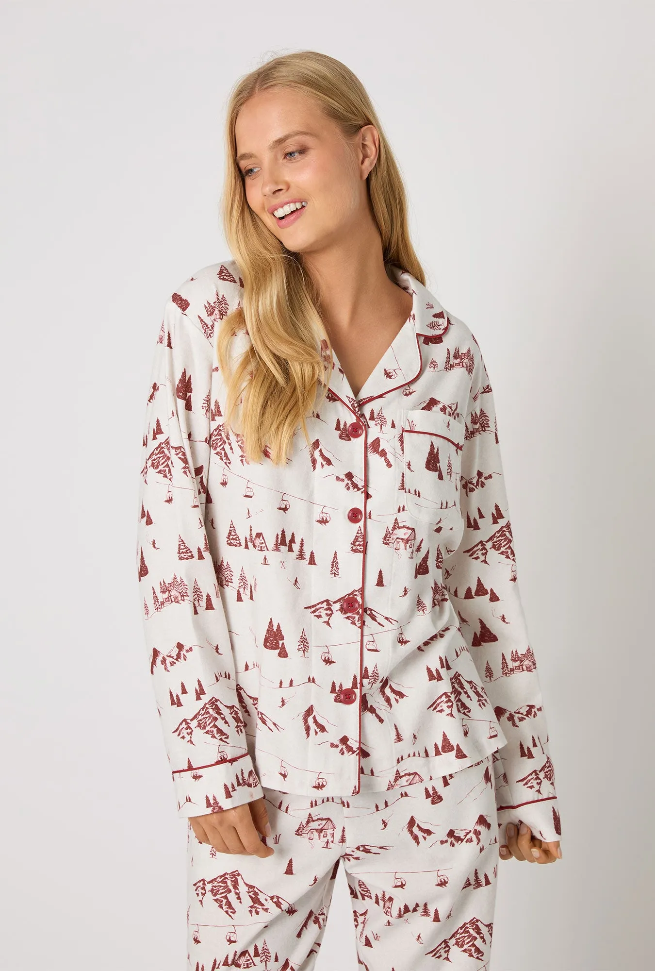 Alpine Toile Long Sleeve Classic Woven Portuguese Flannel PJ Set sold by BedHead product image thumbnail 4