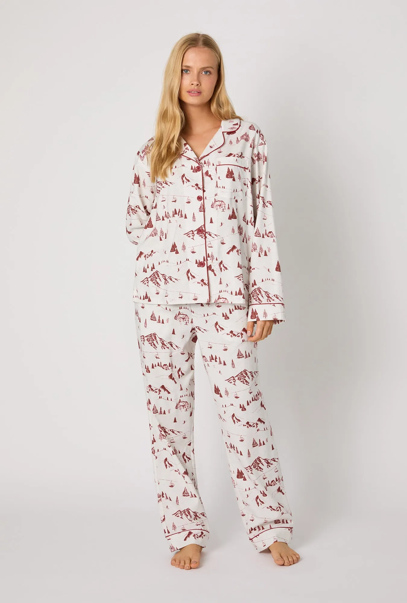 Alpine Toile Long Sleeve Classic Woven Portuguese Flannel PJ Set sold by BedHead