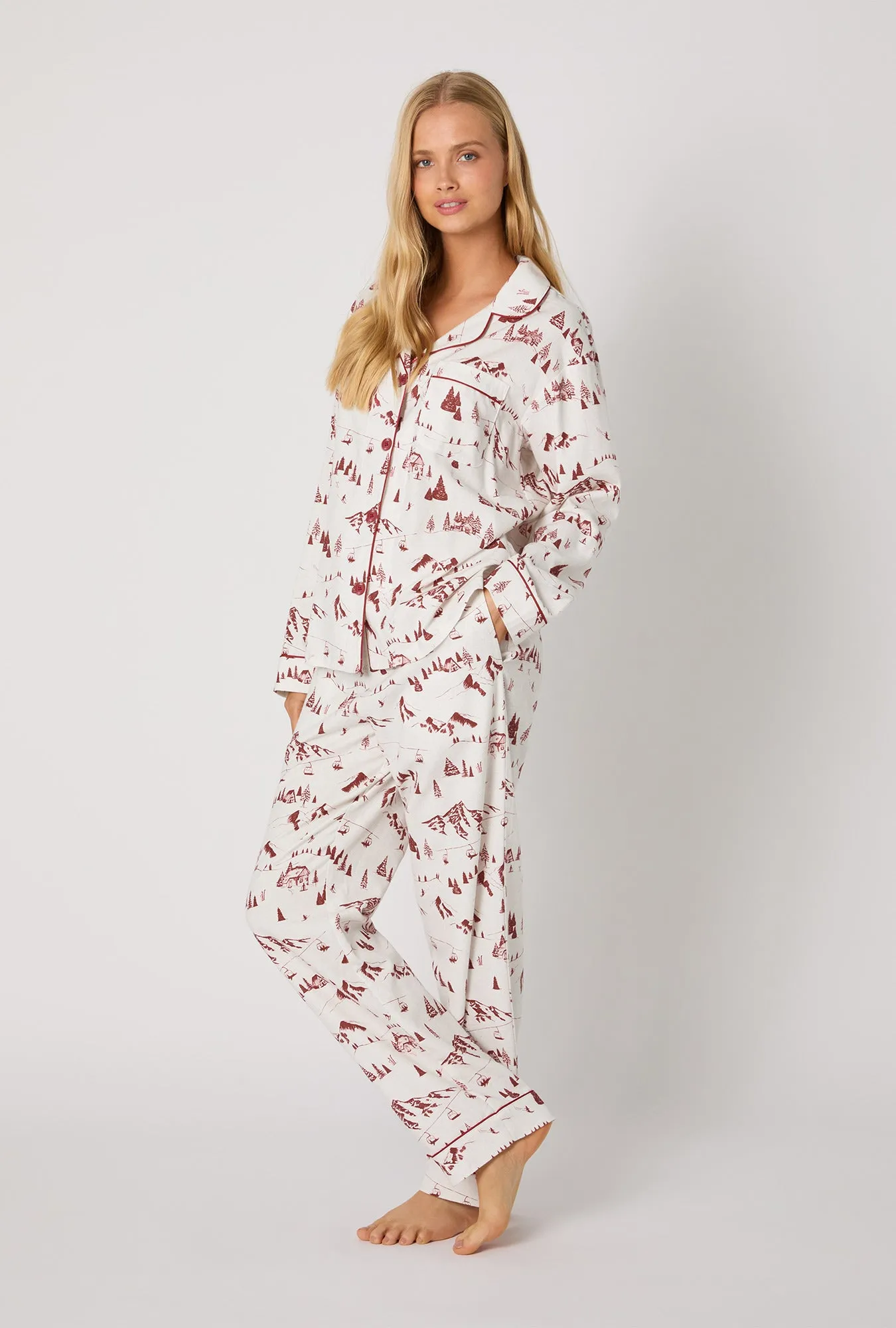 Alpine Toile Long Sleeve Classic Woven Portuguese Flannel PJ Set sold by BedHead product image thumbnail 2