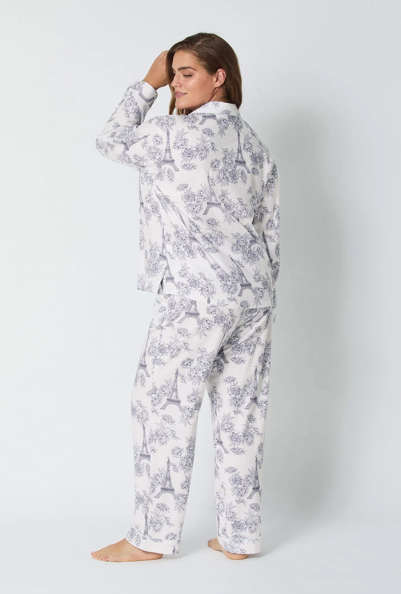 La Belle Eiffel Long Sleeve Classic Woven Portuguese Flannel PJ Set sold by BedHead product image thumbnail 5