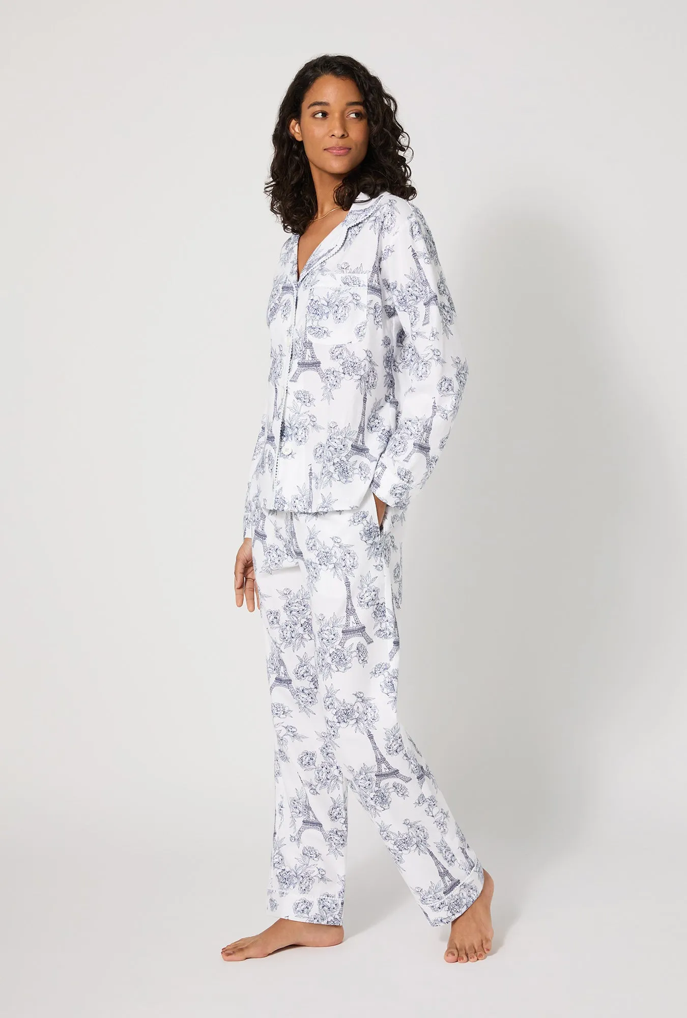 La Belle Eiffel Long Sleeve Classic Woven Portuguese Flannel PJ Set sold by BedHead product image thumbnail 2