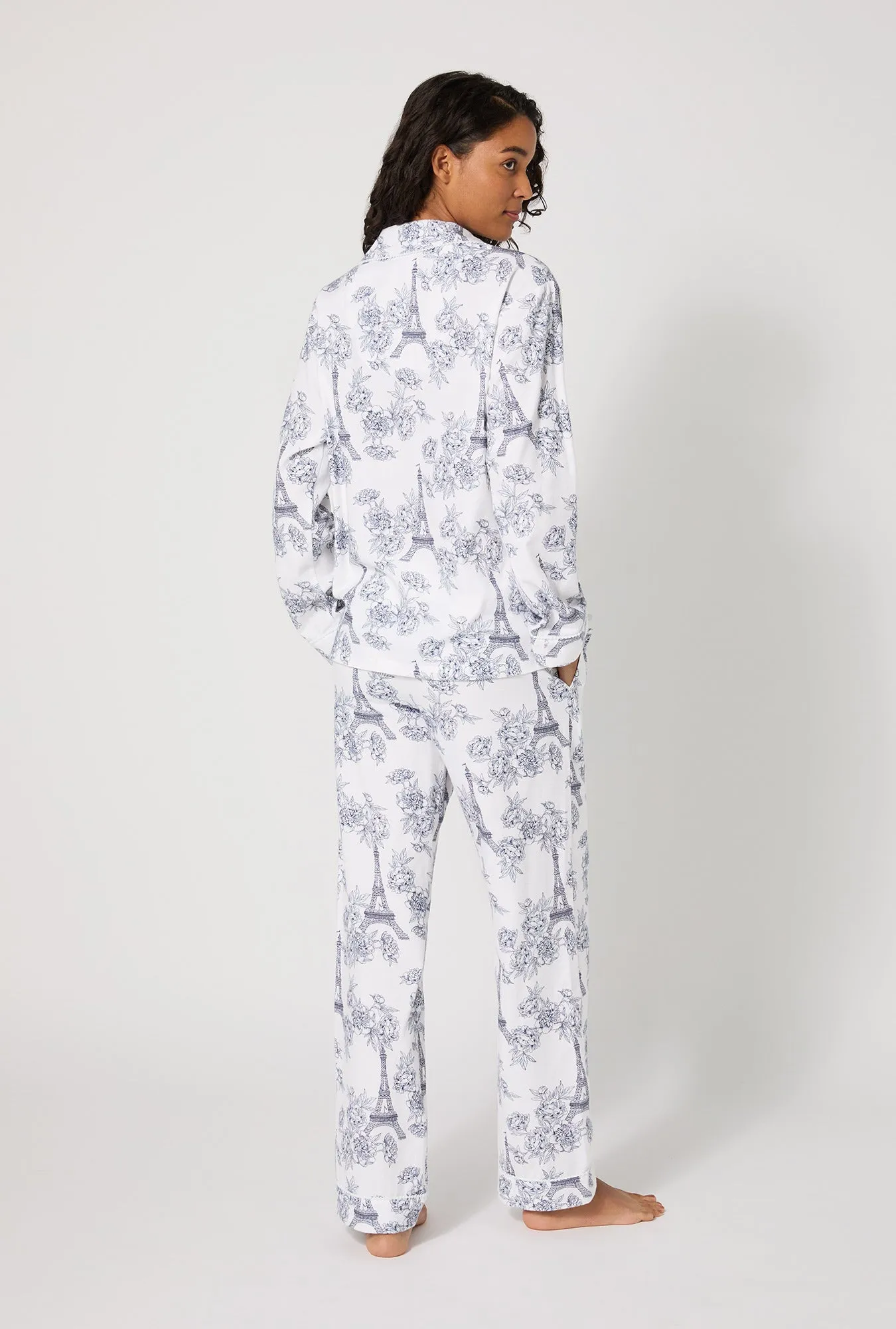 La Belle Eiffel Long Sleeve Classic Woven Portuguese Flannel PJ Set sold by BedHead product image thumbnail 3