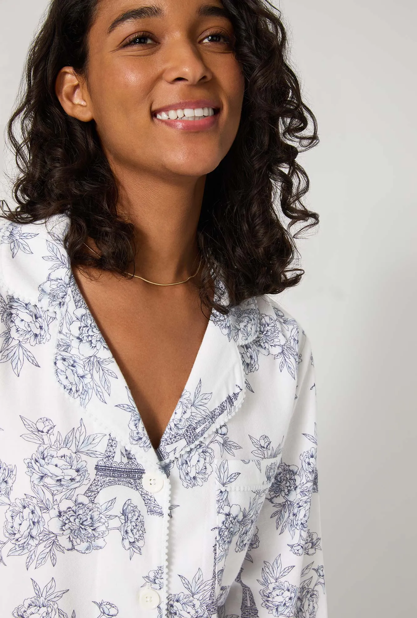 La Belle Eiffel Long Sleeve Classic Woven Portuguese Flannel PJ Set sold by BedHead product image thumbnail 4