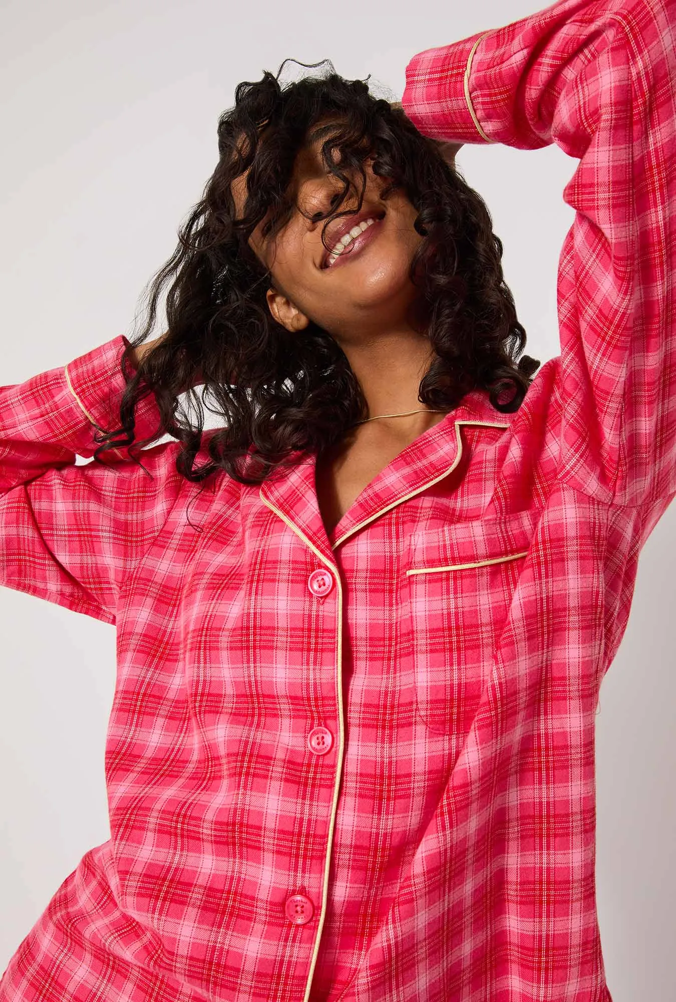 Wonderland Plaid Long Sleeve Classic Woven Portuguese Flannel PJ Set sold by BedHead product image thumbnail 4