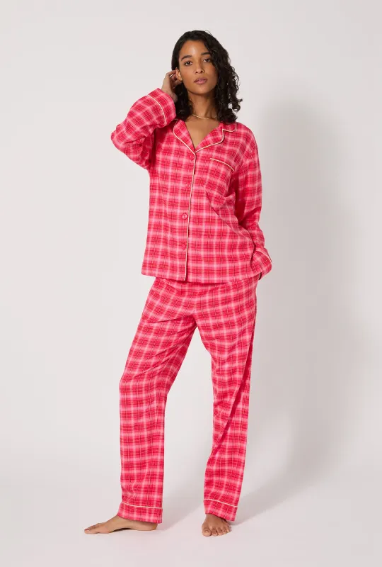 Wonderland Plaid Long Sleeve Classic Woven Portuguese Flannel PJ Set sold by BedHead