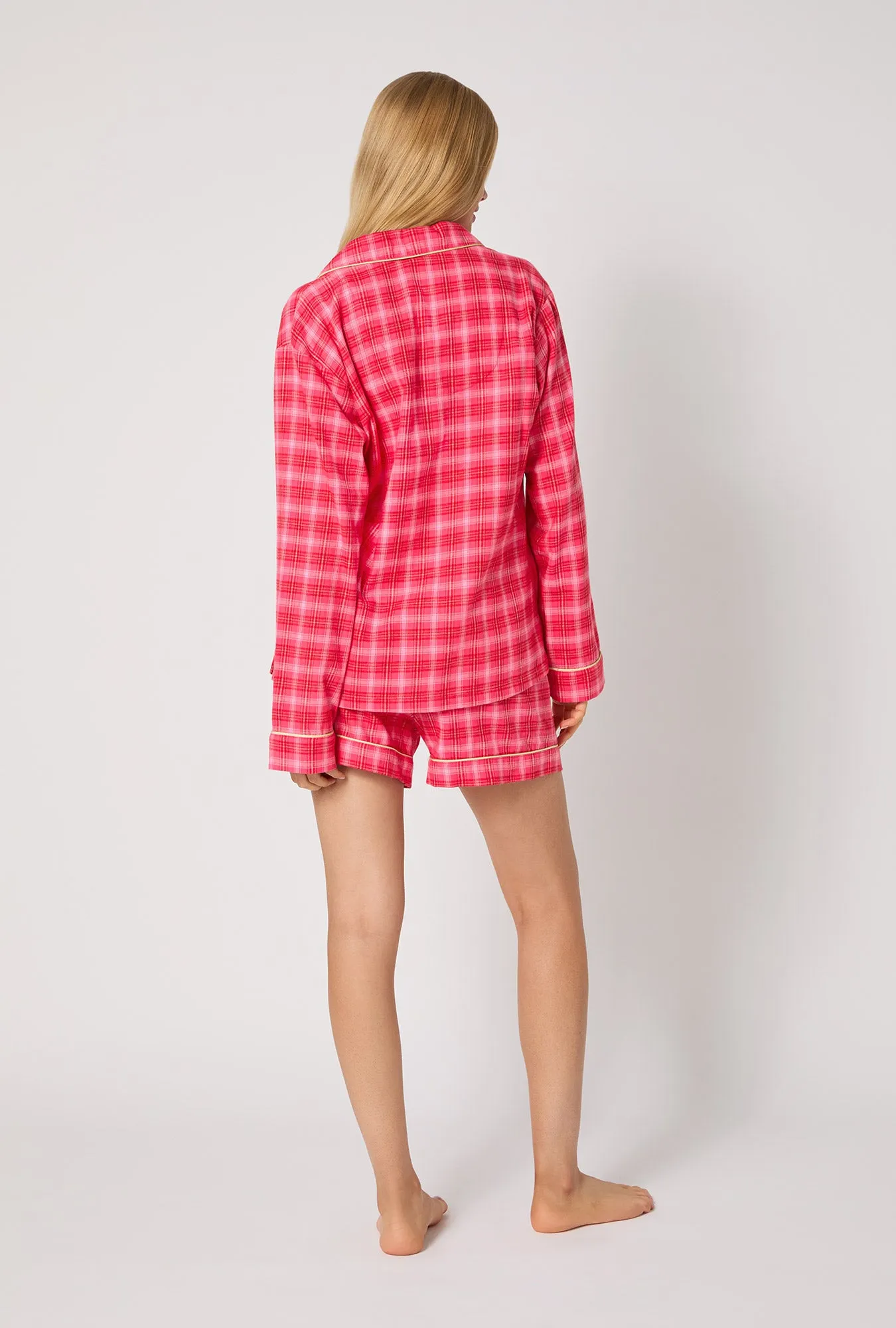 Wonderland Plaid Long Sleeve Classic Shorty Woven Portuguese Flannel PJ Set sold by BedHead product image thumbnail 3