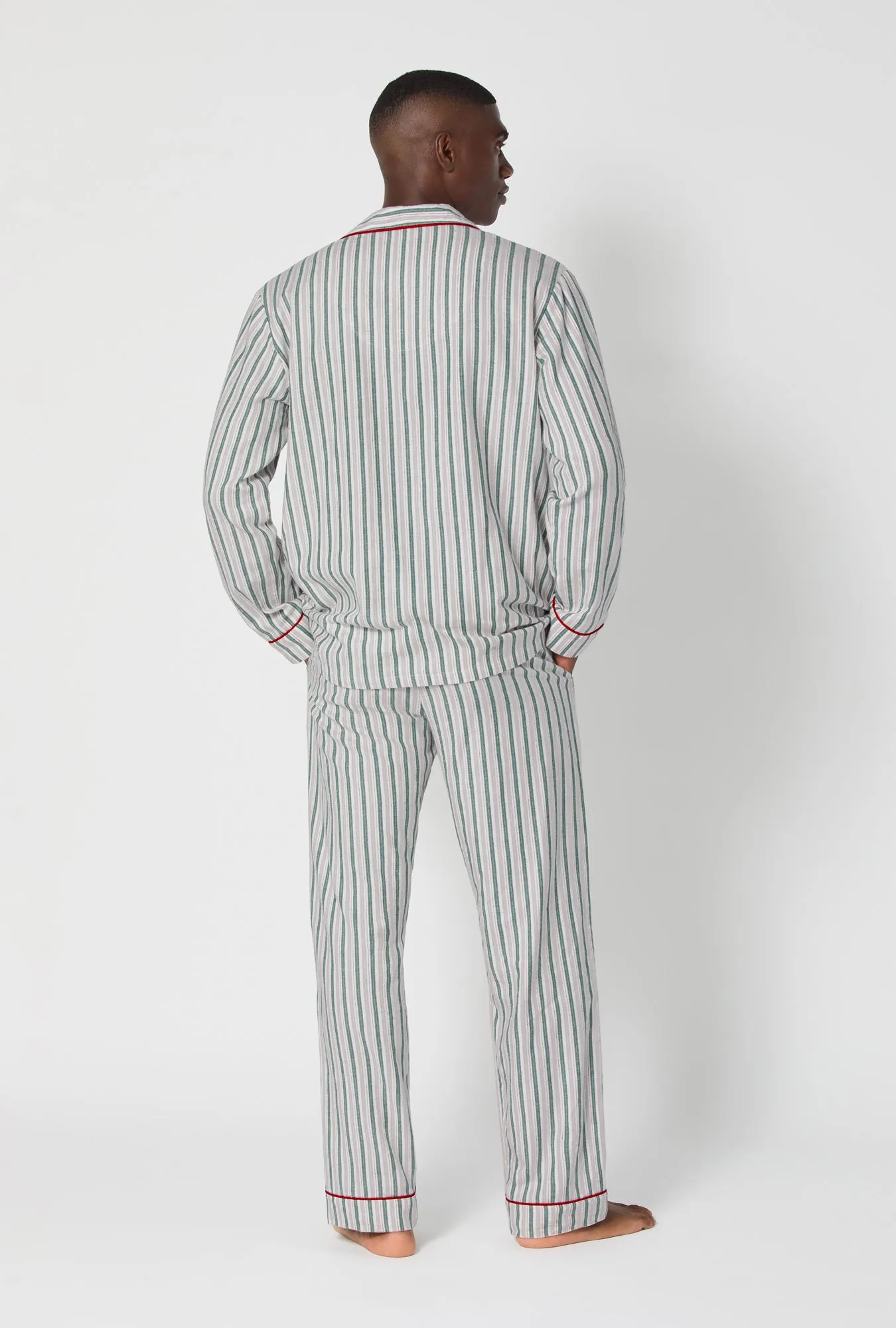 Peppermint Stripe Men's Long Sleeve Classic Woven Portuguese Flannel PJ Set sold by BedHead product image thumbnail 3