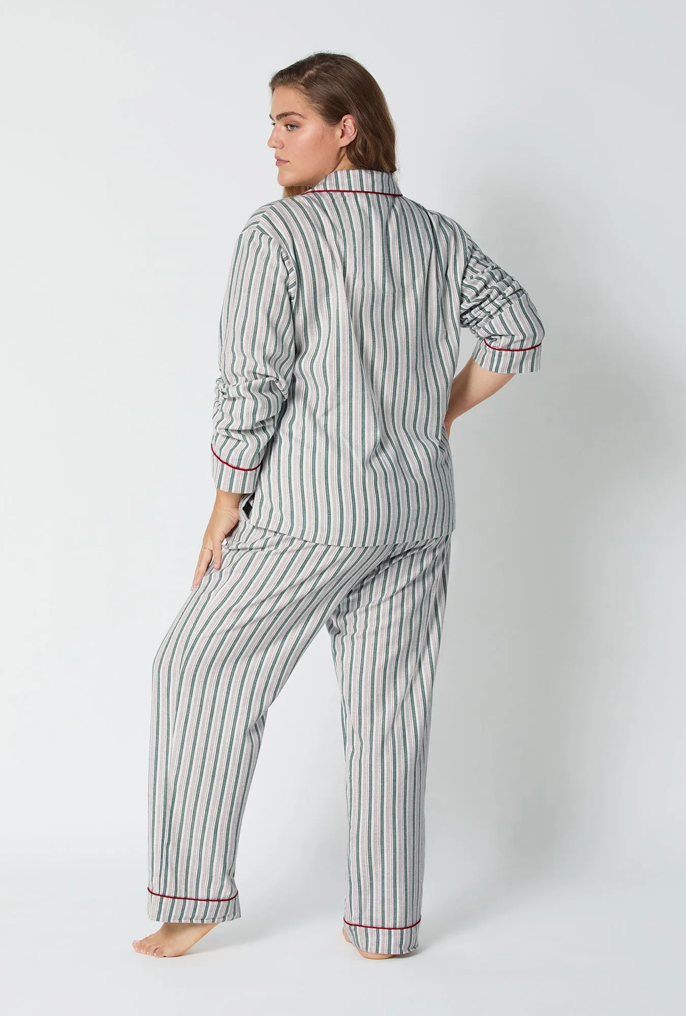 Peppermint Stripe Long Sleeve Classic Woven Portuguese Flannel PJ Set sold by BedHead product image thumbnail 5